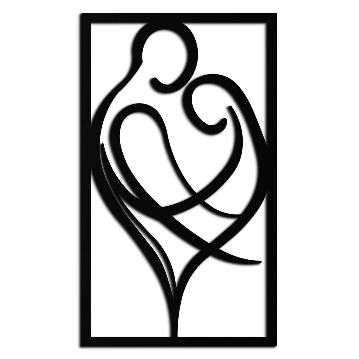 Hugging Couple Metal Wall Art – Romantic Modern Silhouette Home Decor for Bedroom or Living Room- KAF390 by Enova Art