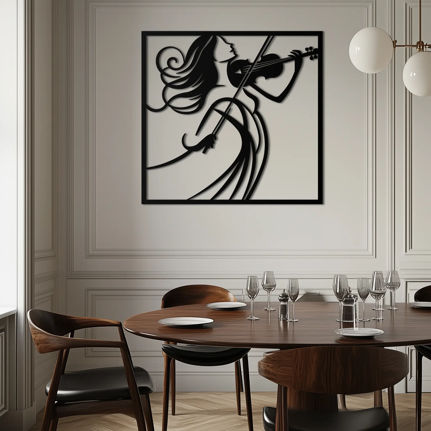 Woman Violinist Metal Wall Art – Modern Musician Silhouette Decor for Music Lovers- KAF391 by Enova Art