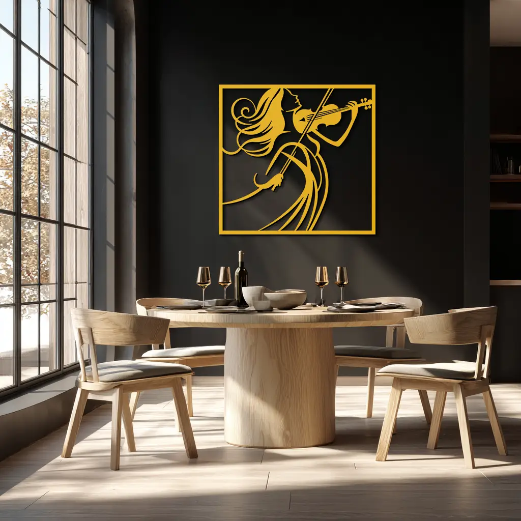 Woman Violinist Metal Wall Art – Modern Musician Silhouette Decor for Music Lovers- KAF391 by Enova Art