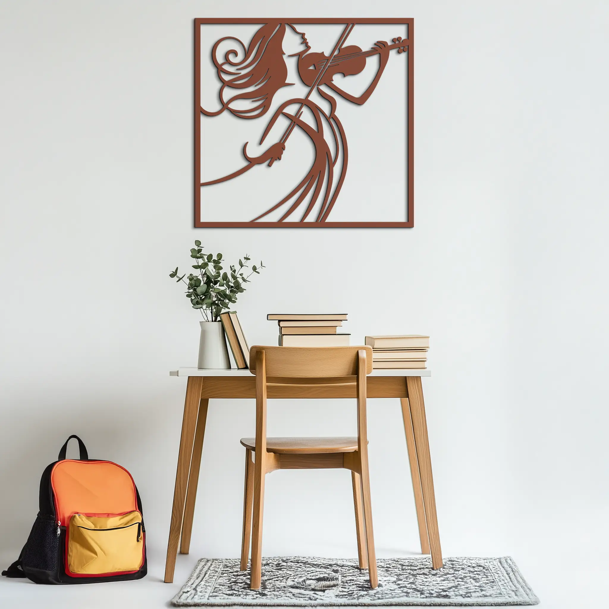Woman Violinist Metal Wall Art – Modern Musician Silhouette Decor for Music Lovers- KAF391 by Enova Art