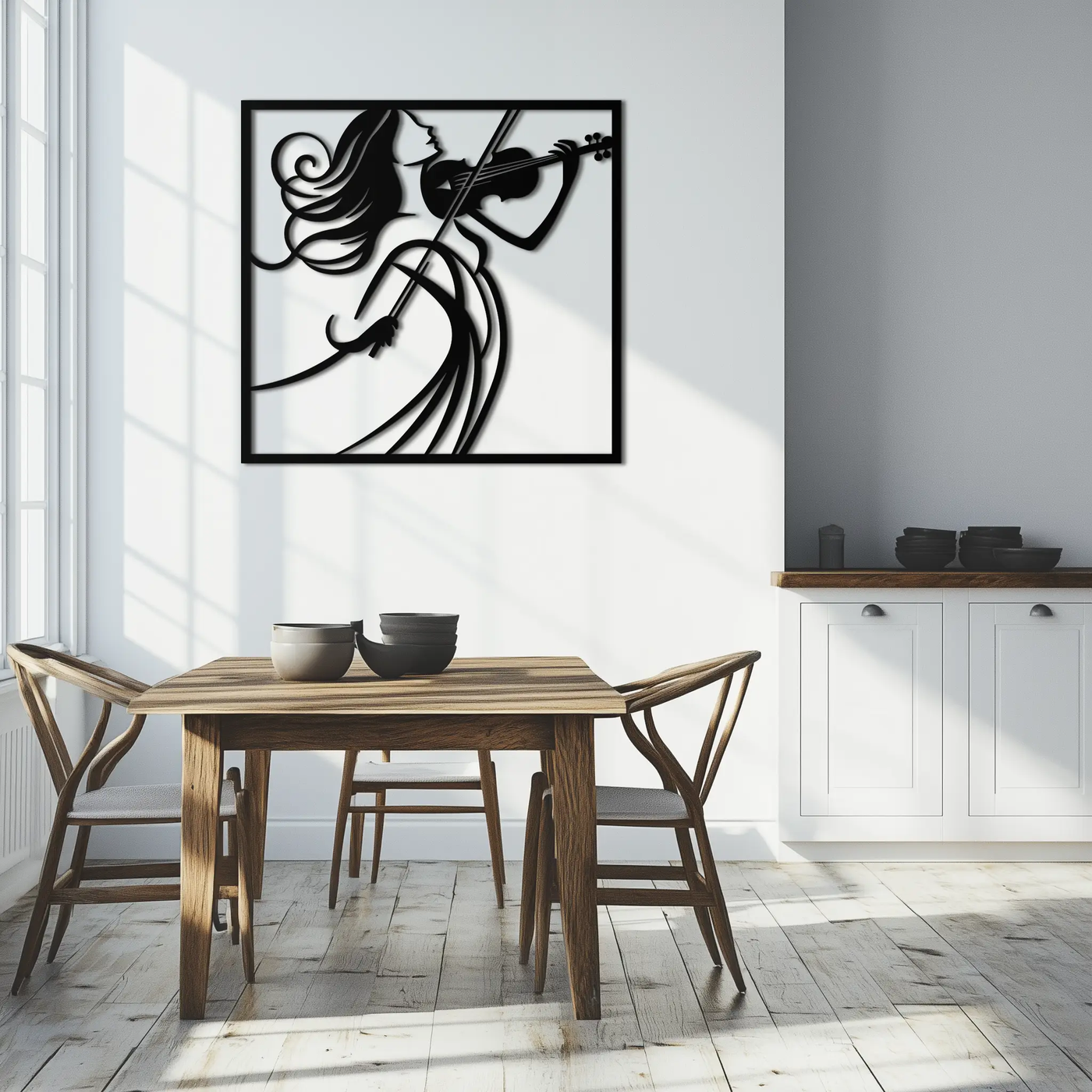 Woman Violinist Metal Wall Art – Modern Musician Silhouette Decor for Music Lovers- KAF391 by Enova Art