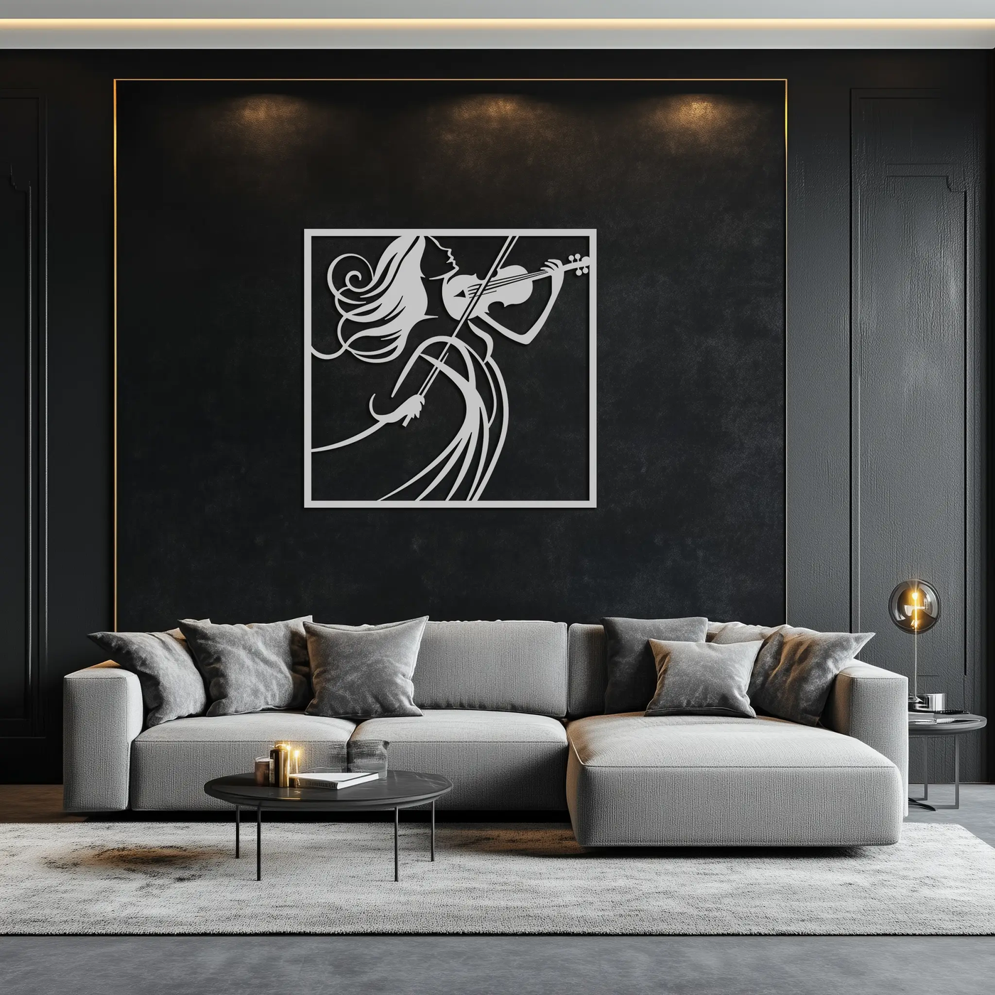 Woman Violinist Metal Wall Art – Modern Musician Silhouette Decor for Music Lovers- KAF391 by Enova Art
