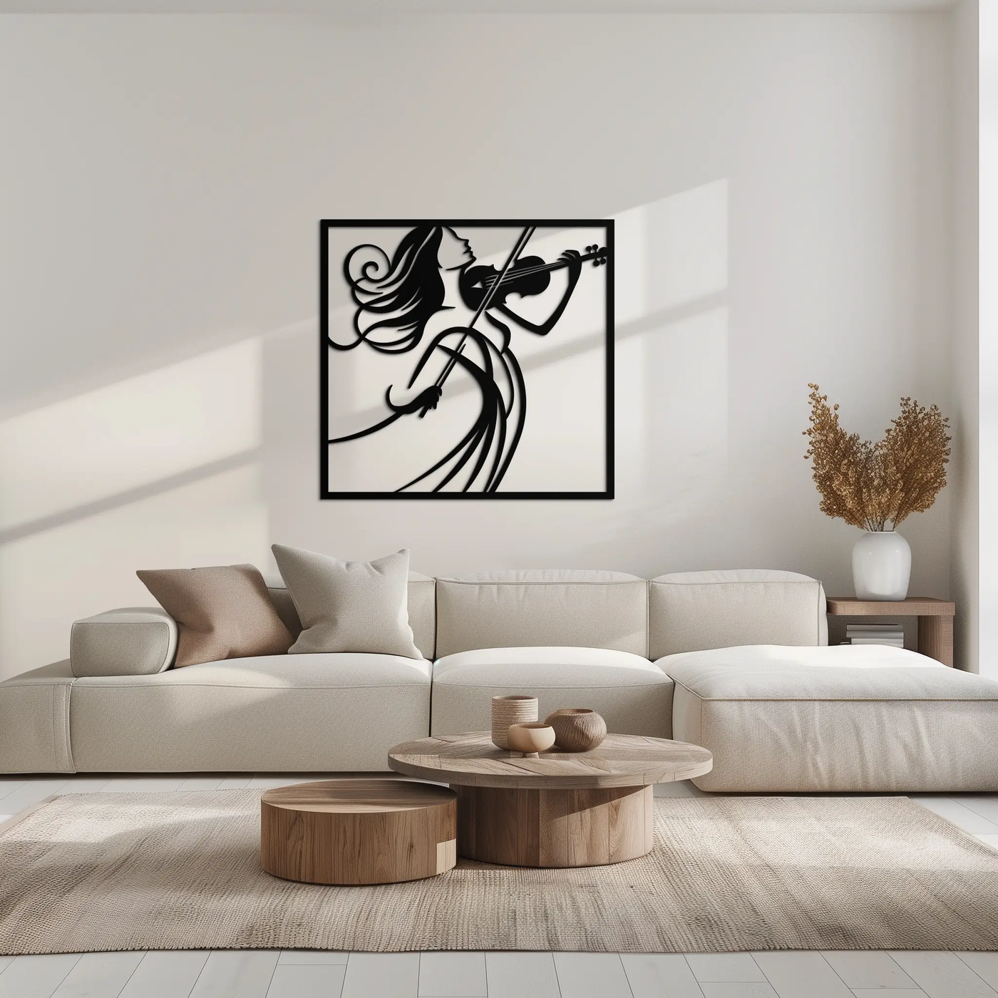 Woman Violinist Metal Wall Art – Modern Musician Silhouette Decor for Music Lovers- KAF391 by Enova Art