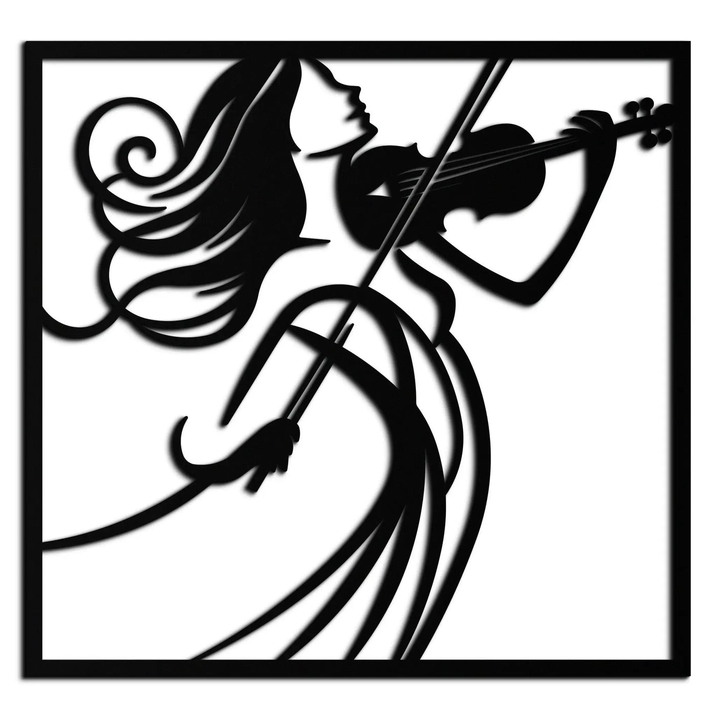 Woman Violinist Metal Wall Art – Modern Musician Silhouette Decor for Music Lovers- KAF391 by Enova Art