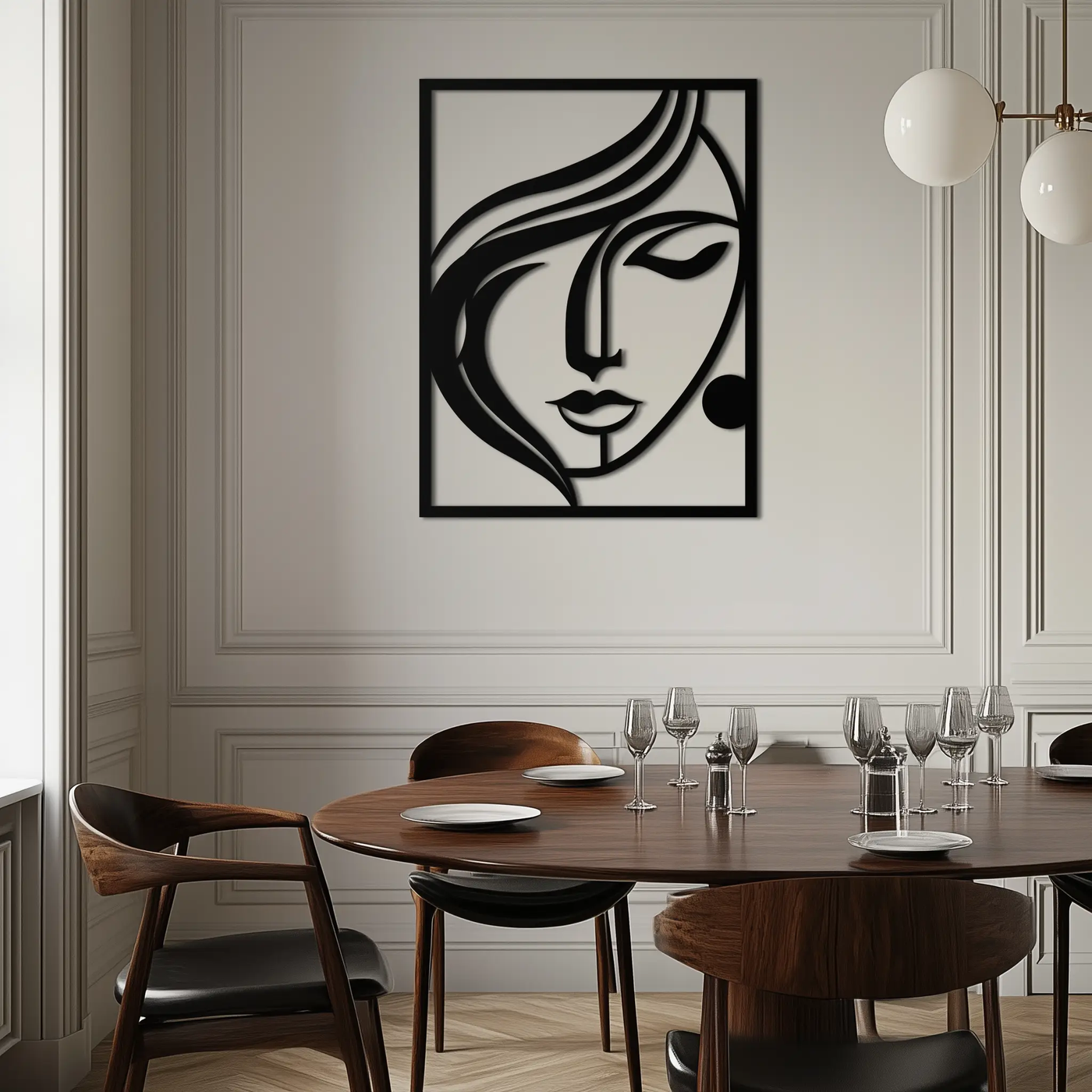 Woman Silhouette Metal Wall Art – Elegant Minimalist Female Figure Decor for Modern Spaces- KAF392 by Enova Art