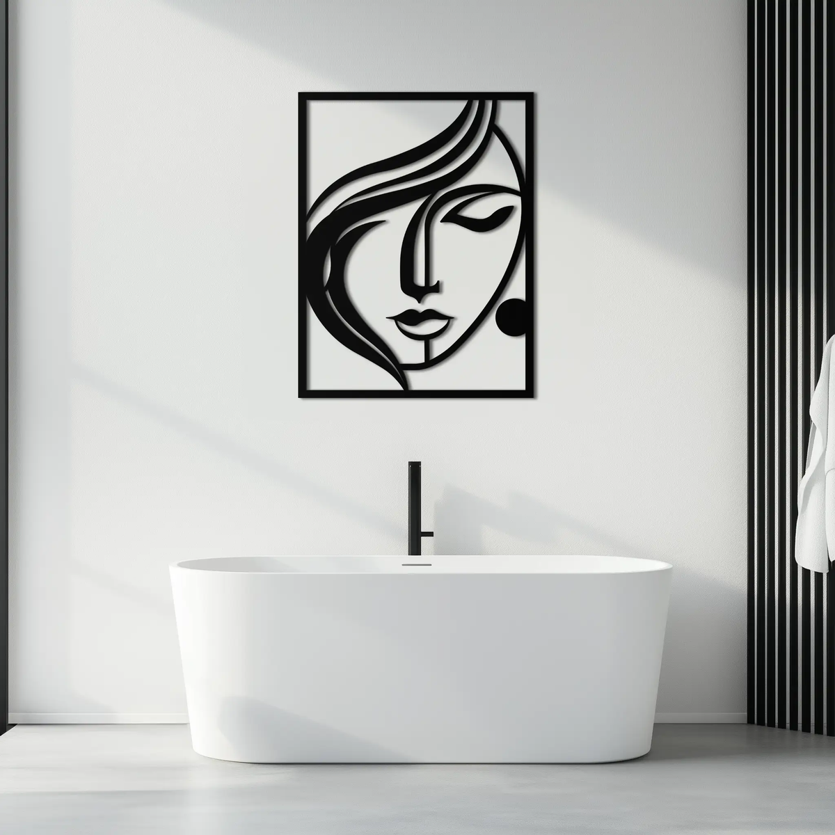 Woman Silhouette Metal Wall Art – Elegant Minimalist Female Figure Decor for Modern Spaces- KAF392 by Enova Art