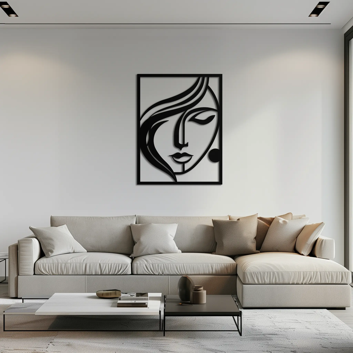 Woman Silhouette Metal Wall Art – Elegant Minimalist Female Figure Decor for Modern Spaces- KAF392 by Enova Art