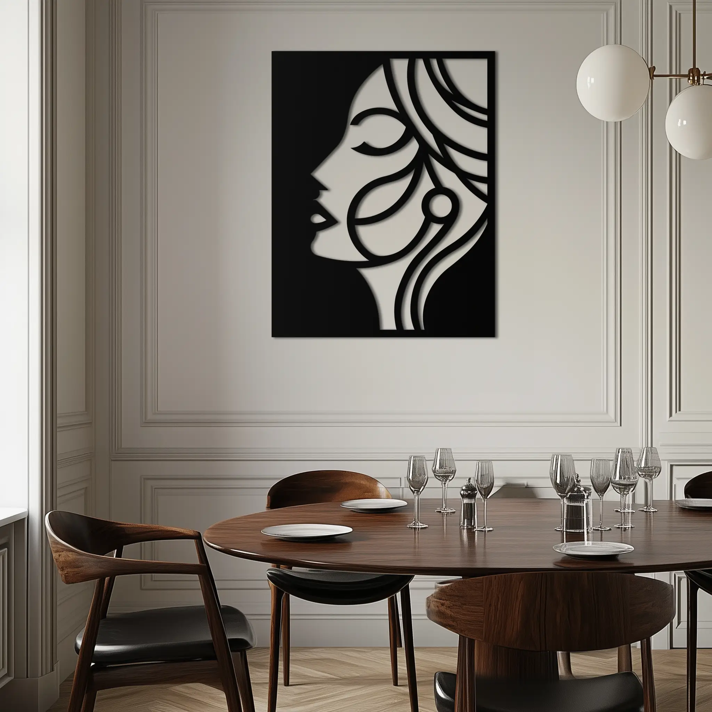 Female Silhouette Metal Wall Art – Elegant Abstract Woman Design for Modern Interiors- KAF393 by Enova Art