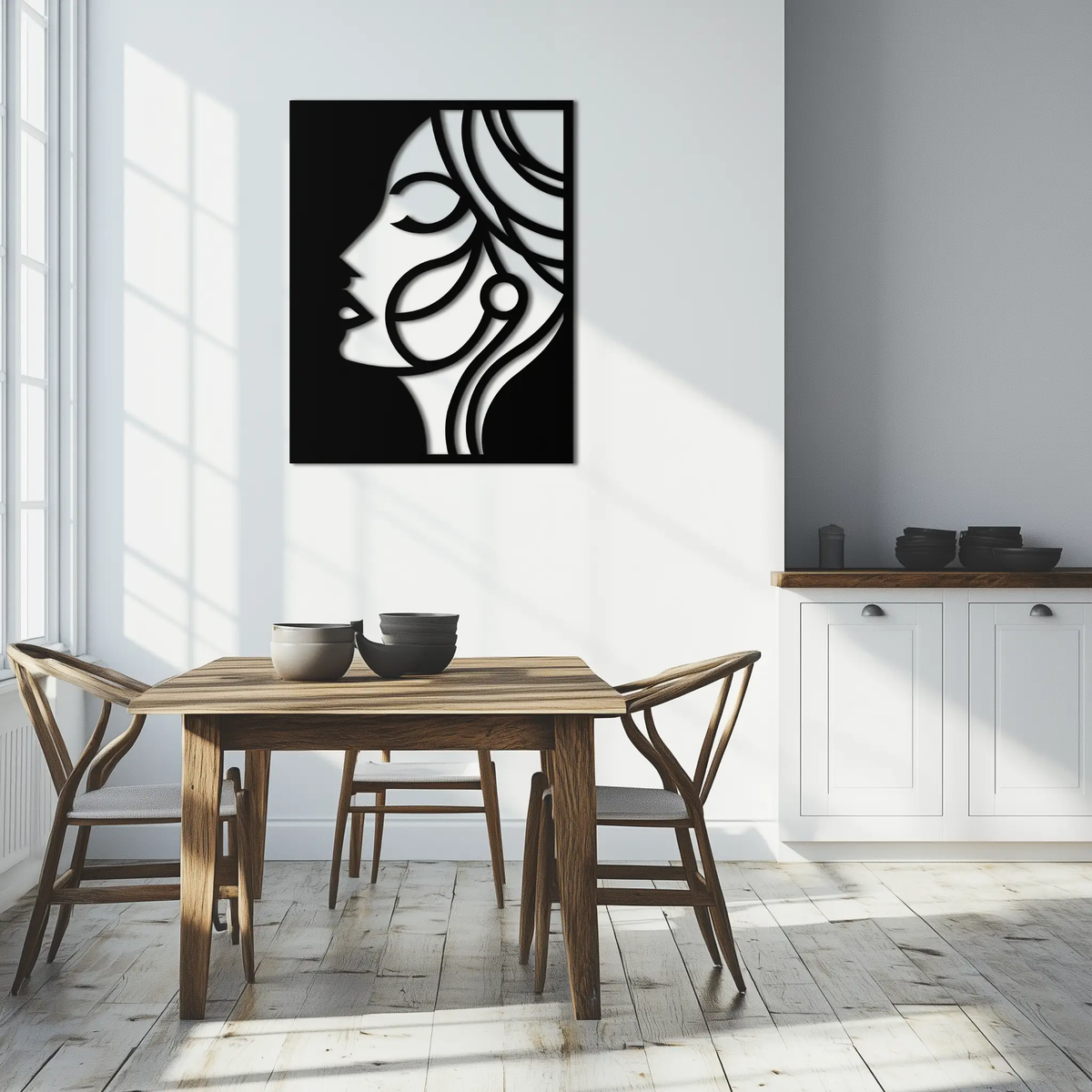 Female Silhouette Metal Wall Art – Elegant Abstract Woman Design for Modern Interiors- KAF393 by Enova Art