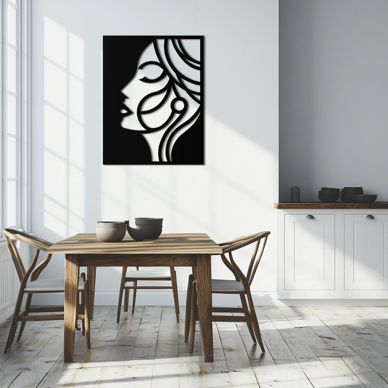 Female Silhouette Metal Wall Art – Elegant Abstract Woman Design for Modern Interiors- KAF393 by Enova Art