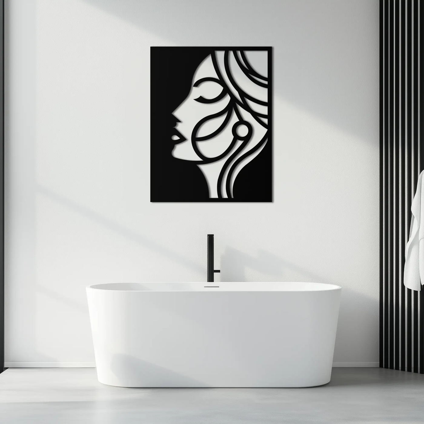 Female Silhouette Metal Wall Art – Elegant Abstract Woman Design for Modern Interiors- KAF393 by Enova Art