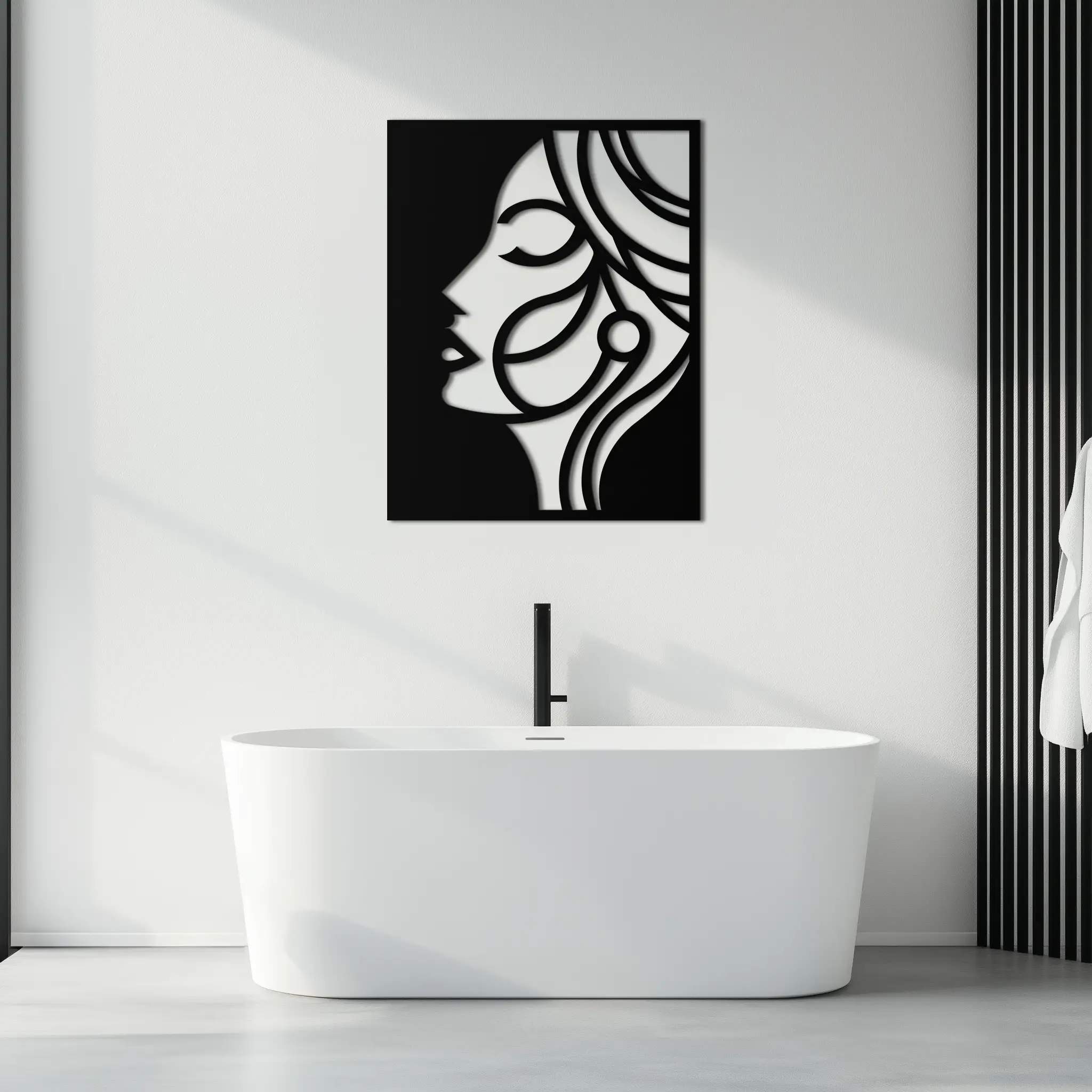 Female Silhouette Metal Wall Art – Elegant Abstract Woman Design for Modern Interiors- KAF393 by Enova Art