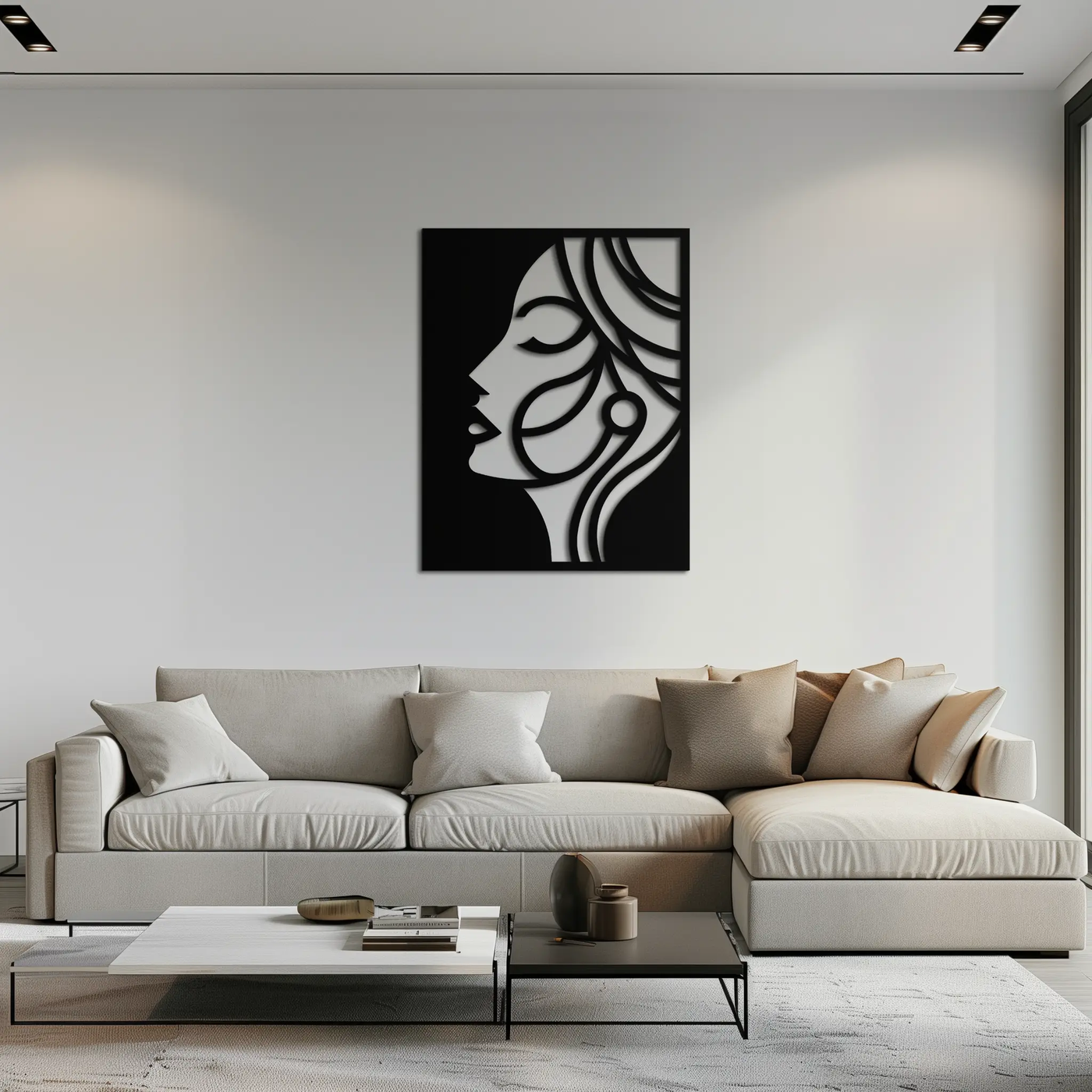 Female Silhouette Metal Wall Art – Elegant Abstract Woman Design for Modern Interiors- KAF393 by Enova Art