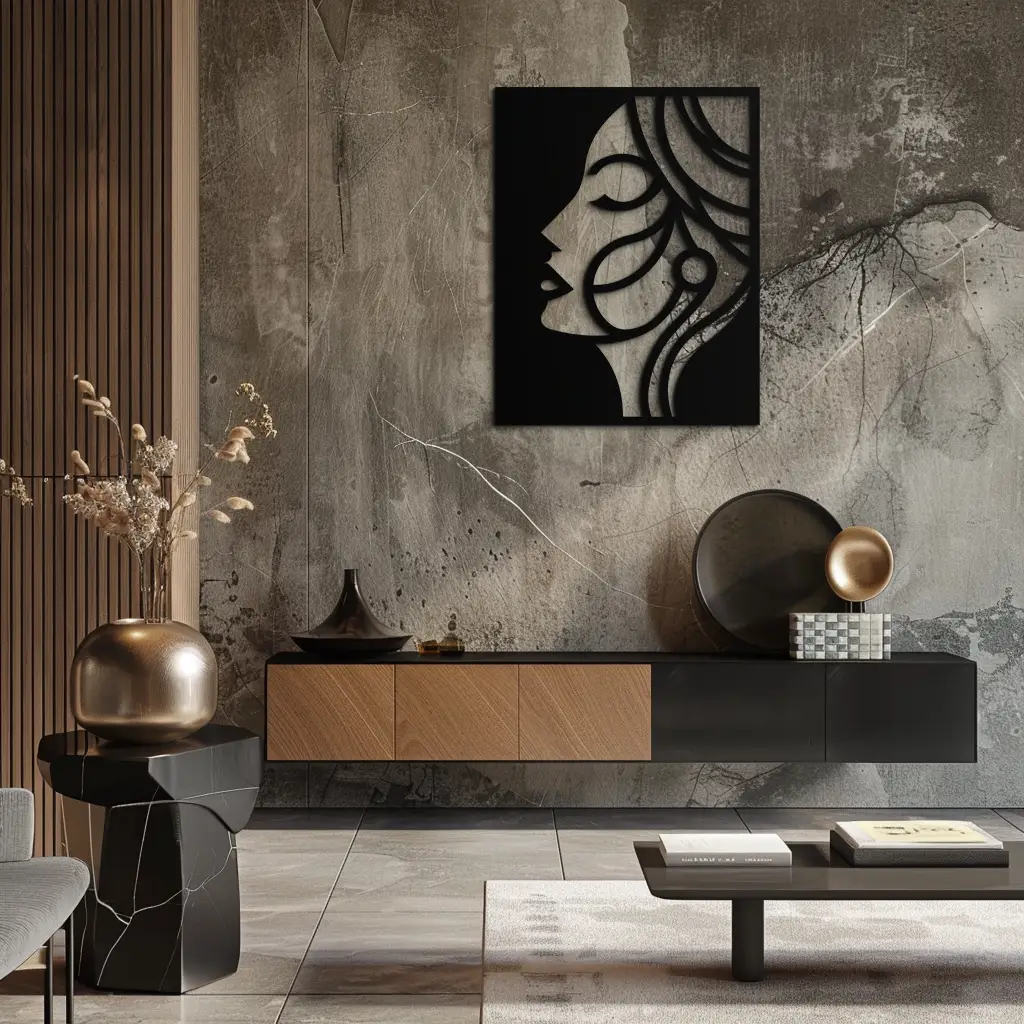 Female Silhouette Metal Wall Art – Elegant Abstract Woman Design for Modern Interiors- KAF393 by Enova Art