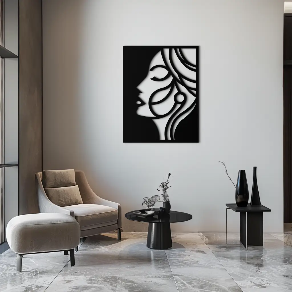 Female Silhouette Metal Wall Art – Elegant Abstract Woman Design for Modern Interiors- KAF393 by Enova Art