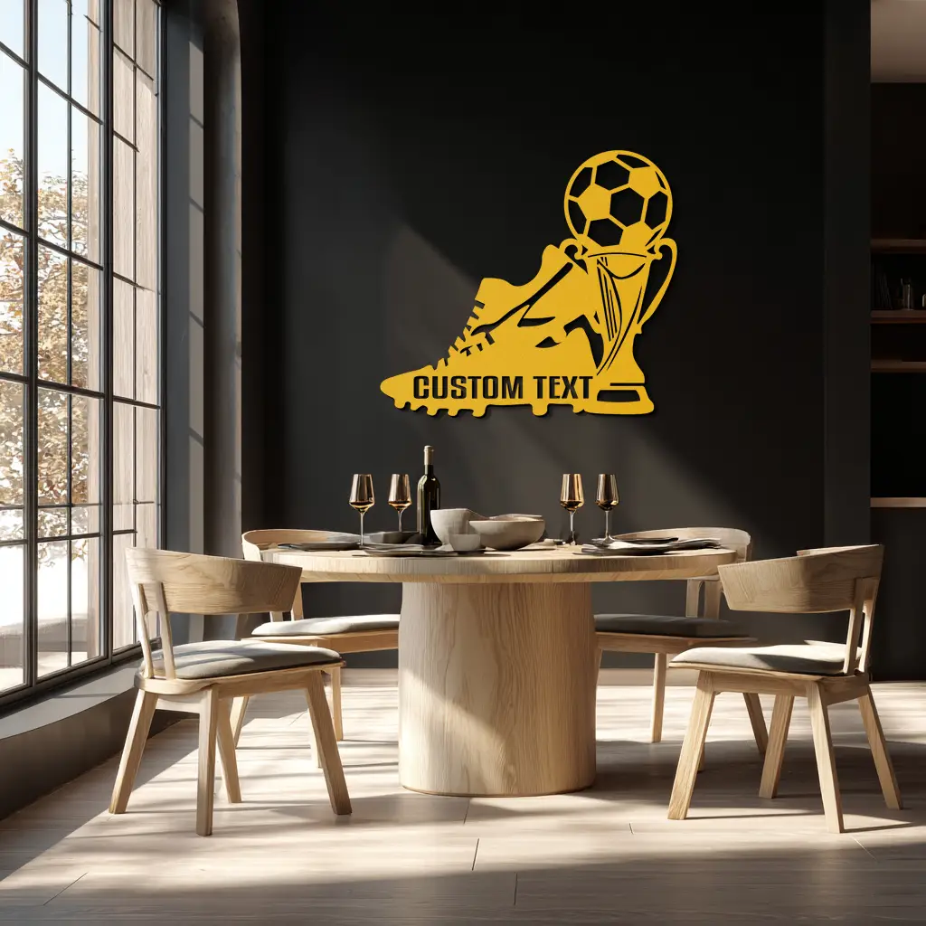 Custom Soccer Trophy and Cleat Metal Wall Art – Personalized Sports Decor for Athletes- KAF395 by Enova Art