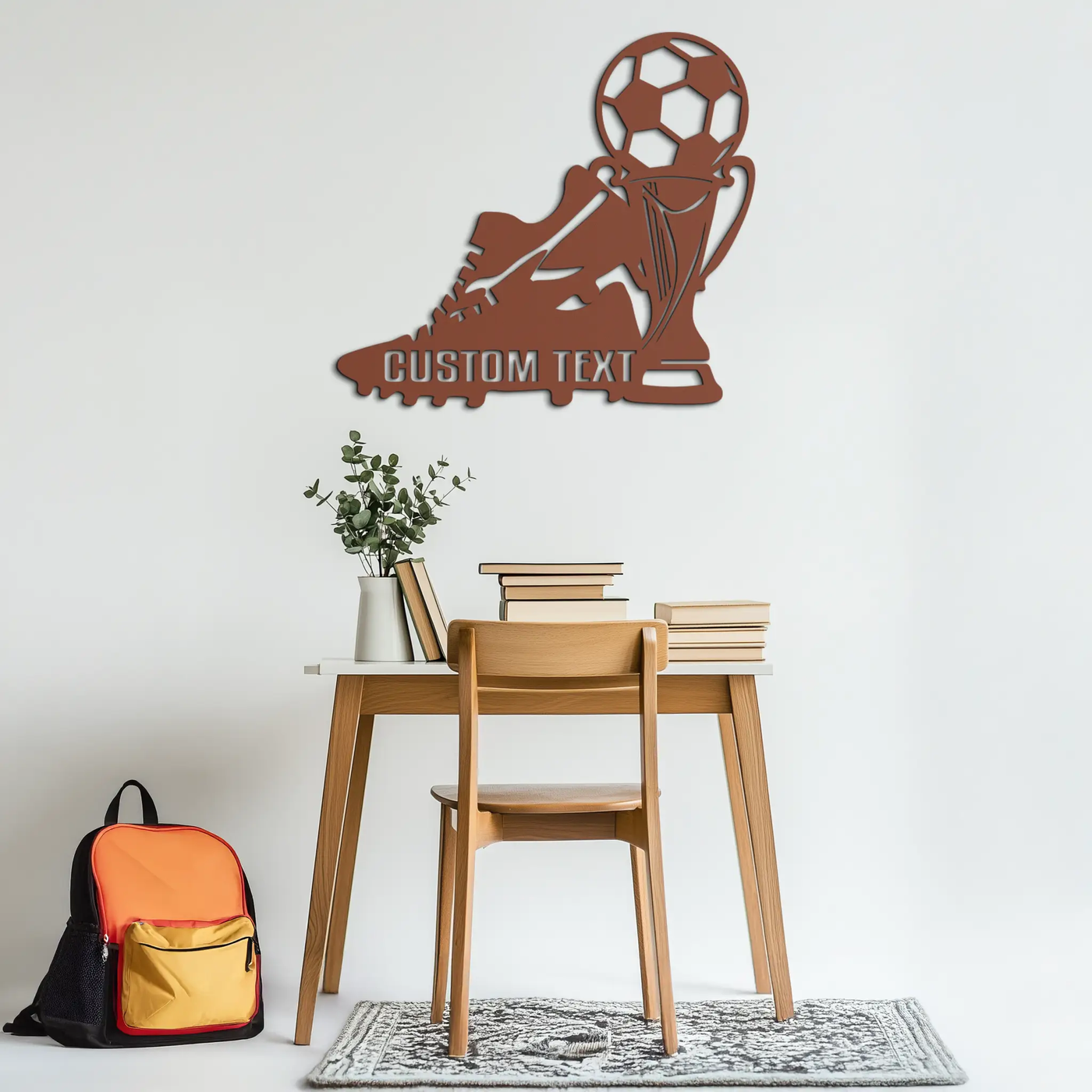 Custom Soccer Trophy and Cleat Metal Wall Art – Personalized Sports Decor for Athletes- KAF395 by Enova Art