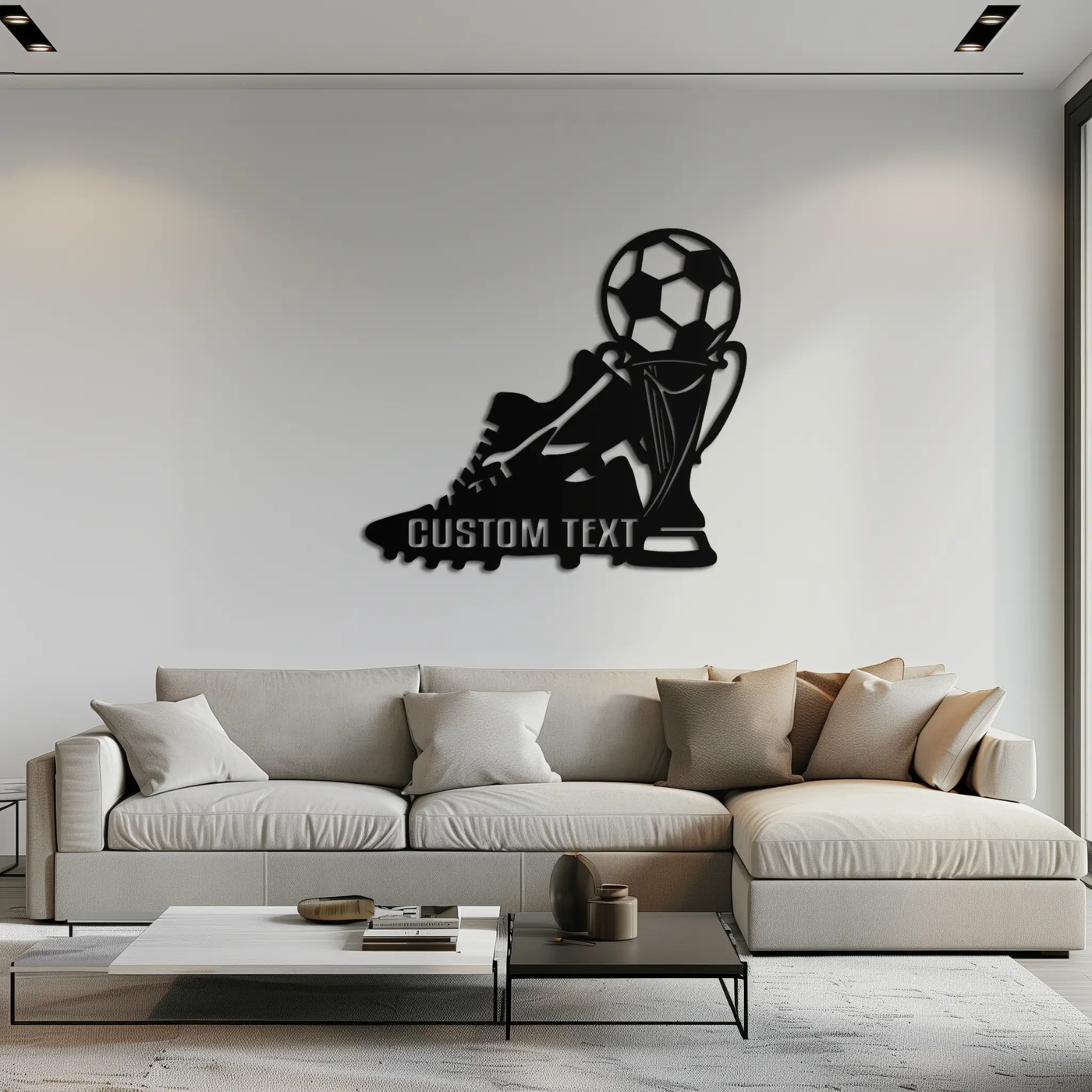Custom Soccer Trophy and Cleat Metal Wall Art – Personalized Sports Decor for Athletes- KAF395 by Enova Art