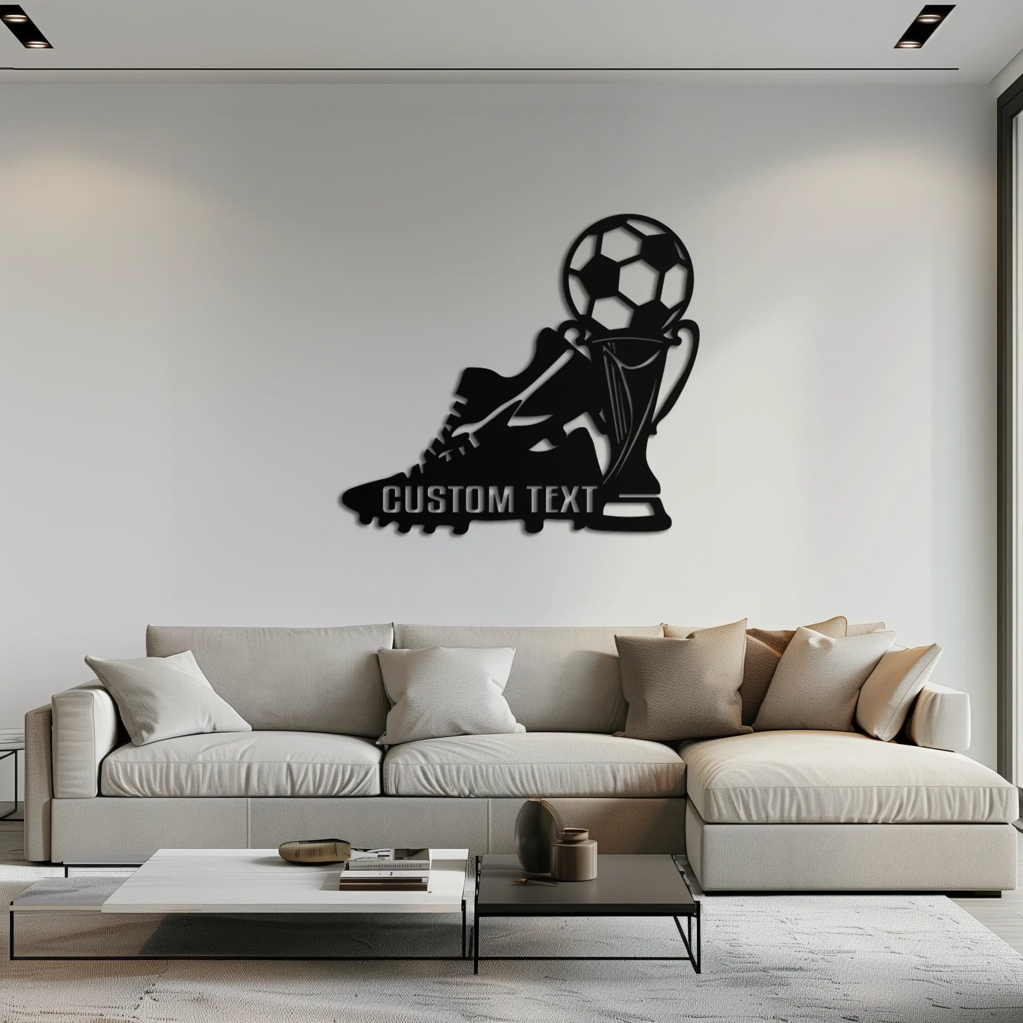Custom Soccer Trophy and Cleat Metal Wall Art – Personalized Sports Decor for Athletes- KAF395 by Enova Art