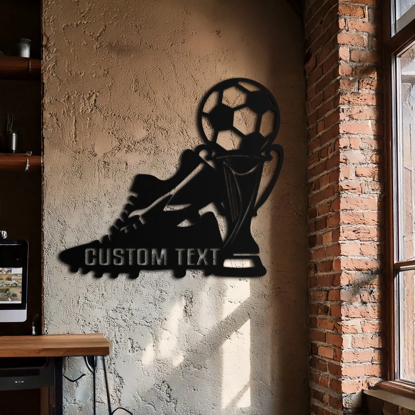 Custom Soccer Trophy and Cleat Metal Wall Art – Personalized Sports Decor for Athletes- KAF395 by Enova Art