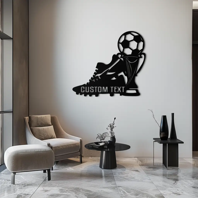 Custom Soccer Trophy and Cleat Metal Wall Art – Personalized Sports Decor for Athletes- KAF395 by Enova Art