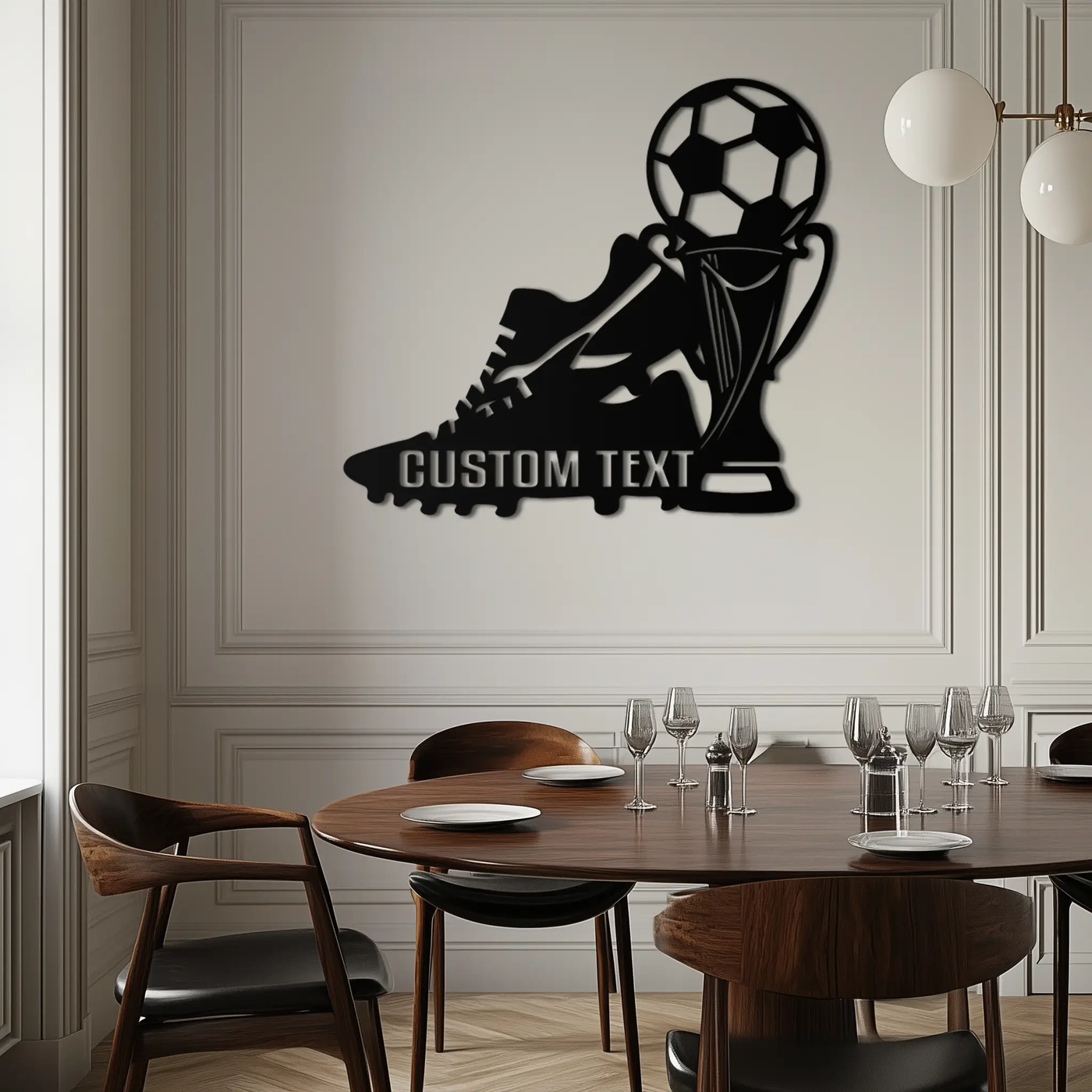 Custom Soccer Trophy and Cleat Metal Wall Art – Personalized Sports Decor for Athletes- KAF395 by Enova Art