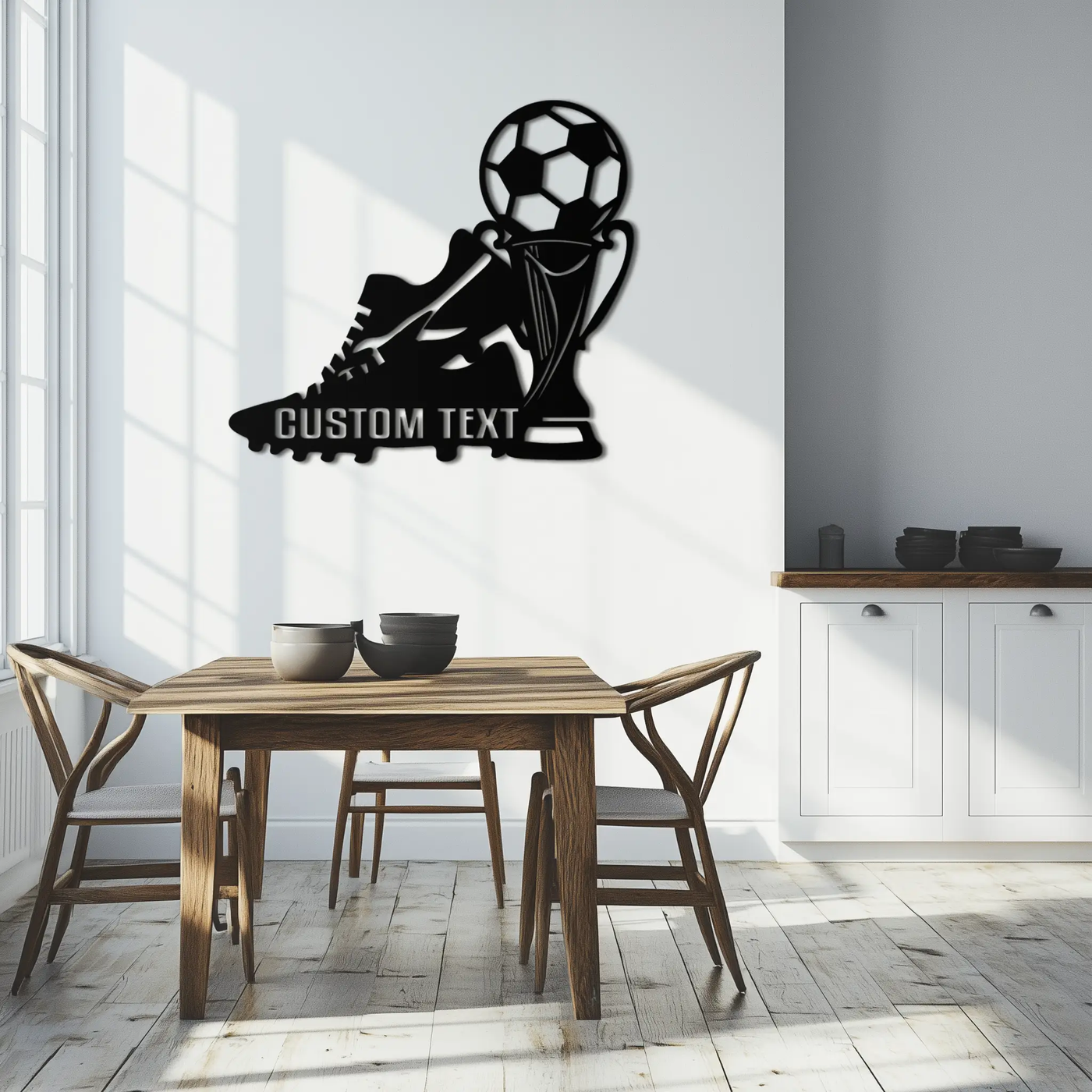 Custom Soccer Trophy and Cleat Metal Wall Art – Personalized Sports Decor for Athletes- KAF395 by Enova Art