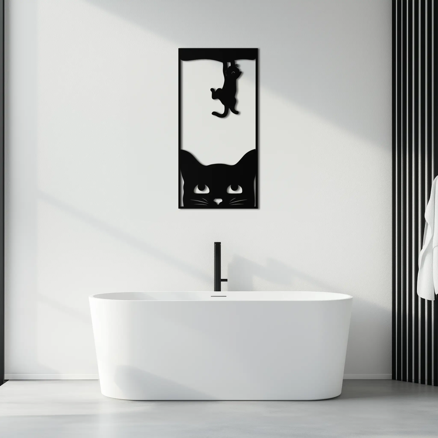 Cute Cat and Kitten Metal Wall Art – Playful Hanging Cat Silhouette Steel Decor for Pet Lovers and Home Interiors- KAF407 by Enova Art