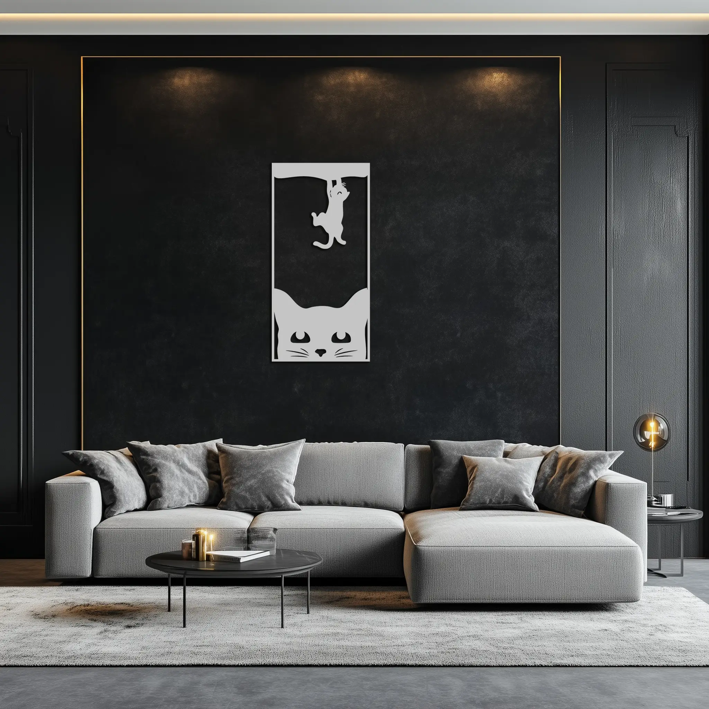Cute Cat and Kitten Metal Wall Art – Playful Hanging Cat Silhouette Steel Decor for Pet Lovers and Home Interiors- KAF407 by Enova Art