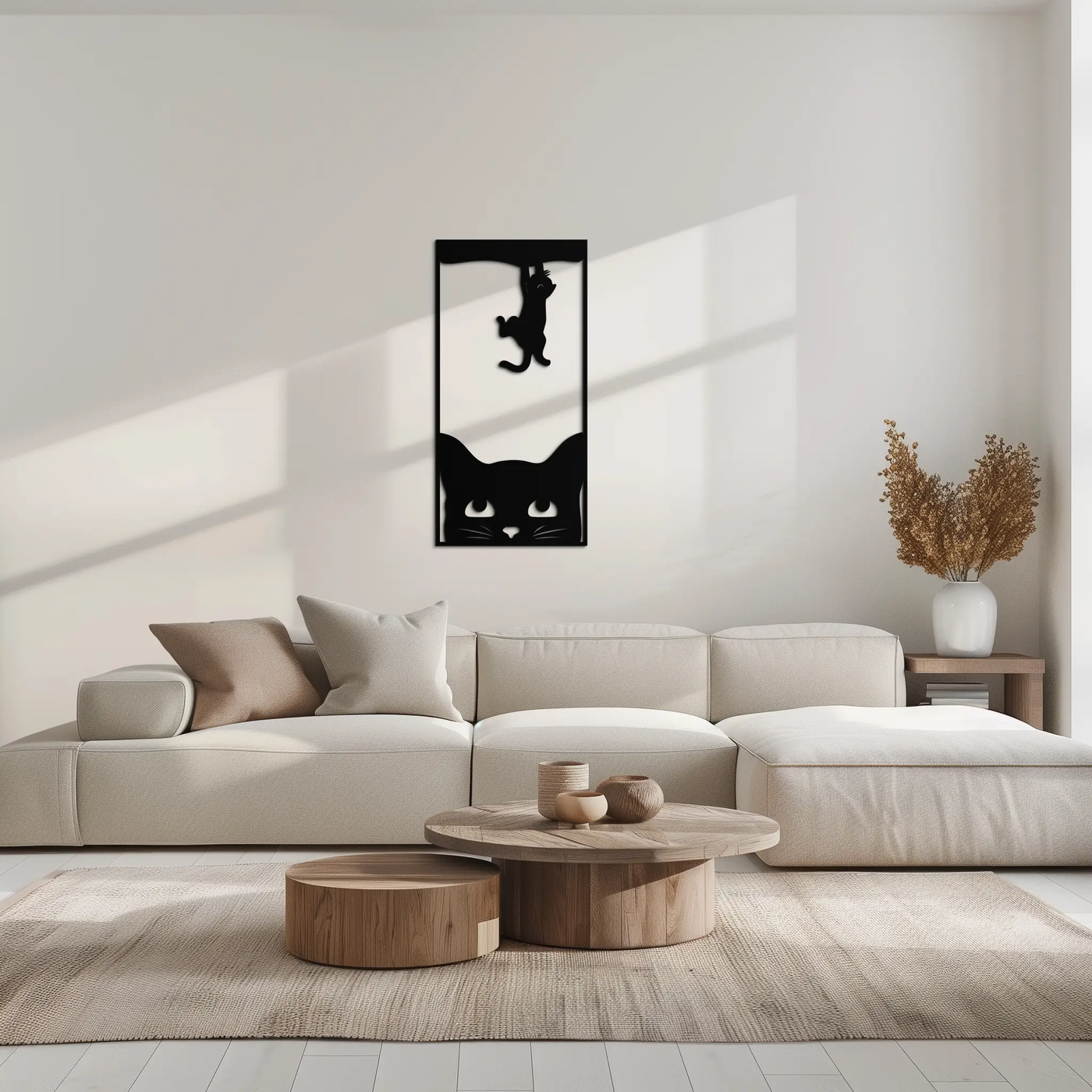 Cute Cat and Kitten Metal Wall Art – Playful Hanging Cat Silhouette Steel Decor for Pet Lovers and Home Interiors- KAF407 by Enova Art