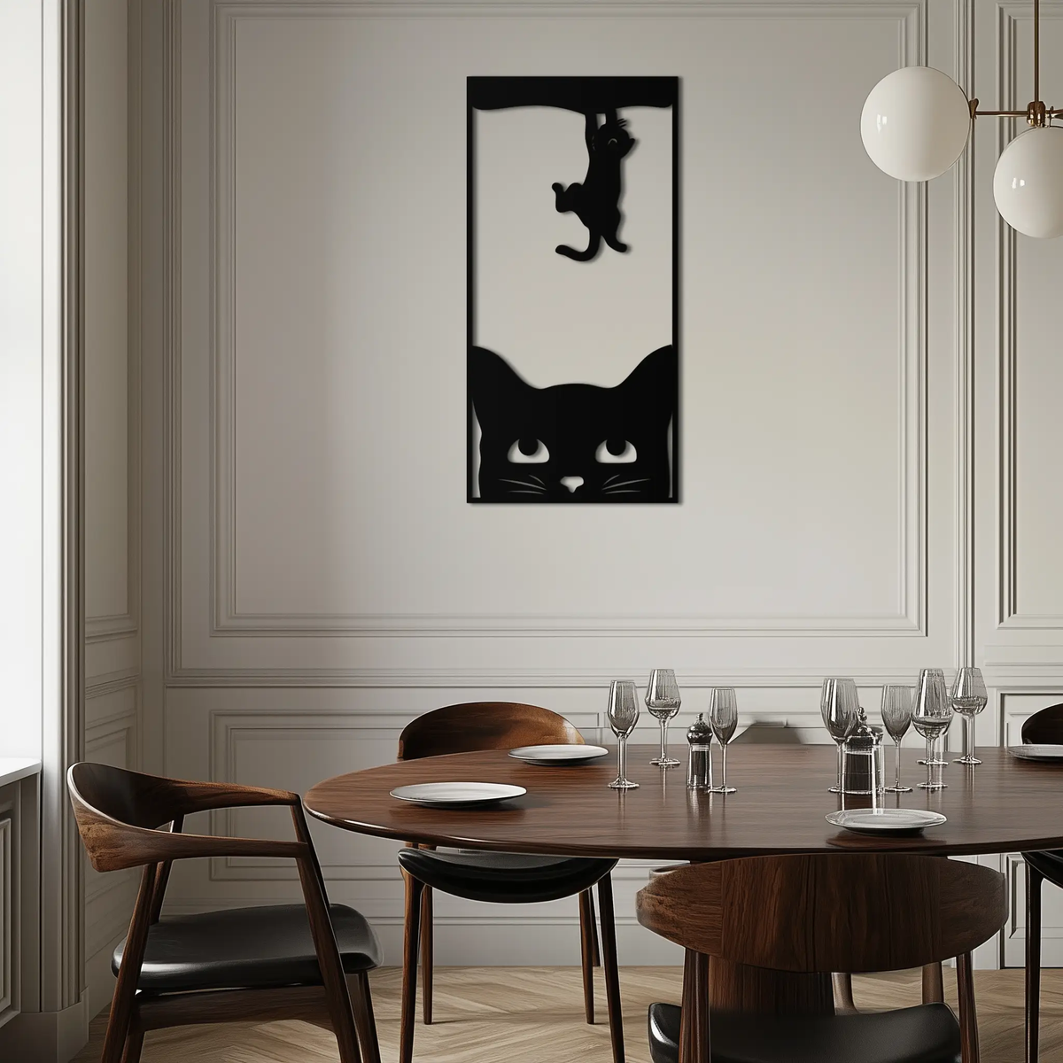 Cute Cat and Kitten Metal Wall Art – Playful Hanging Cat Silhouette Steel Decor for Pet Lovers and Home Interiors- KAF407 by Enova Art