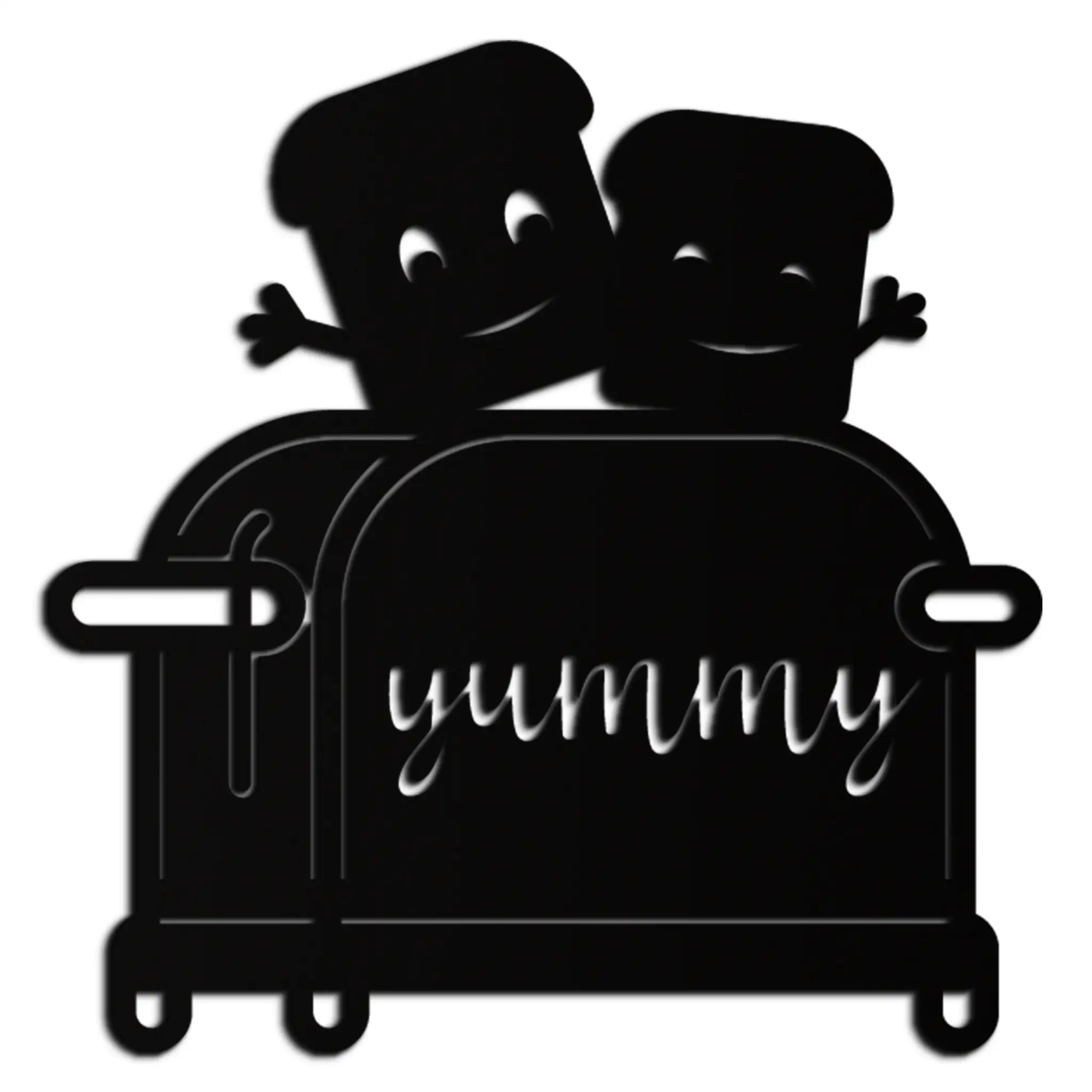 Cute Yummy Toast Metal Wall Art – Playful Kitchen Decor with Smiling Toast Characters on Toaster for Modern Home- KAF412 by Enova Art