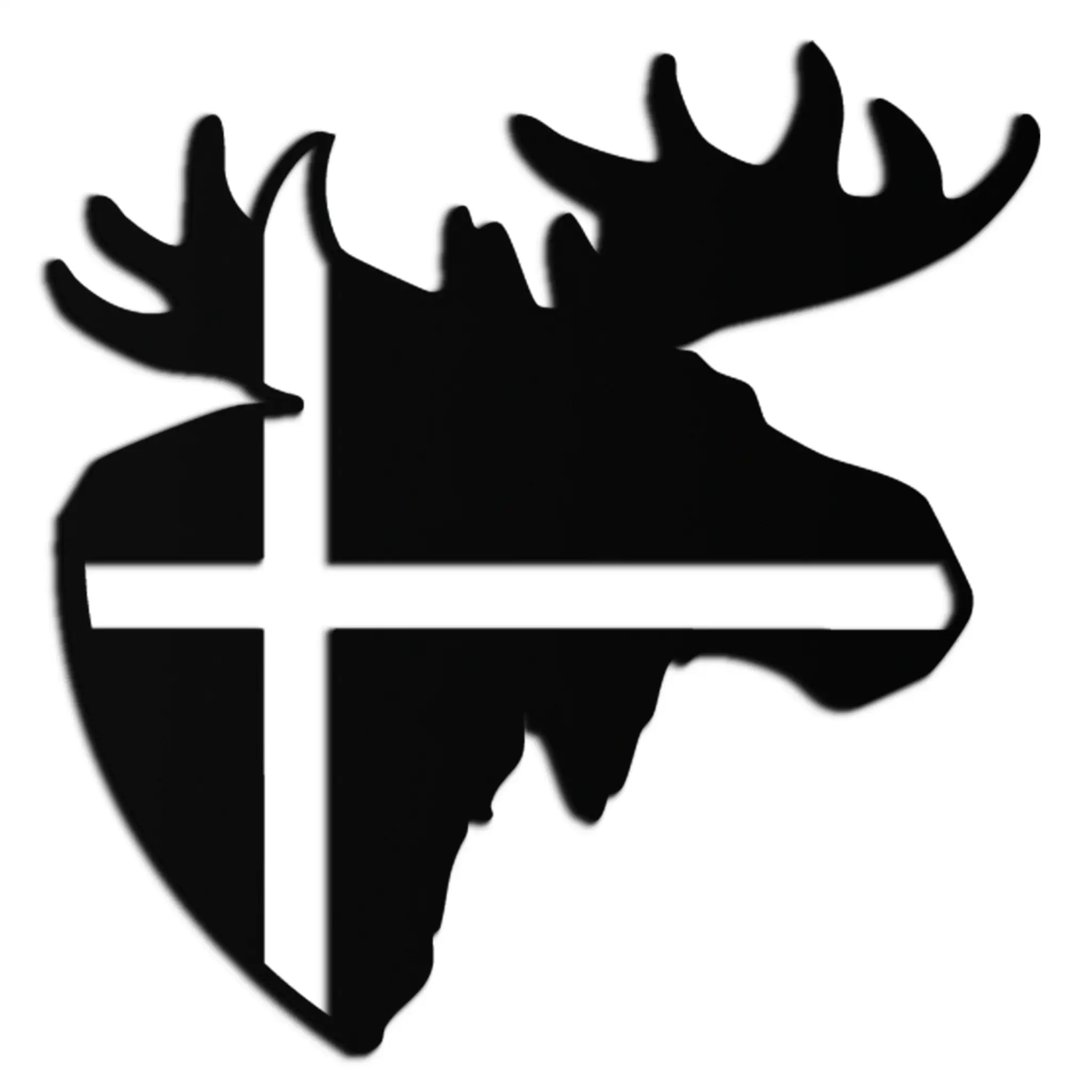 Nordic Moose Silhouette Metal Wall Art – Scandinavian Elk Head with Cross Decor for Modern Rustic Interiors- KAF415 by Enova Art