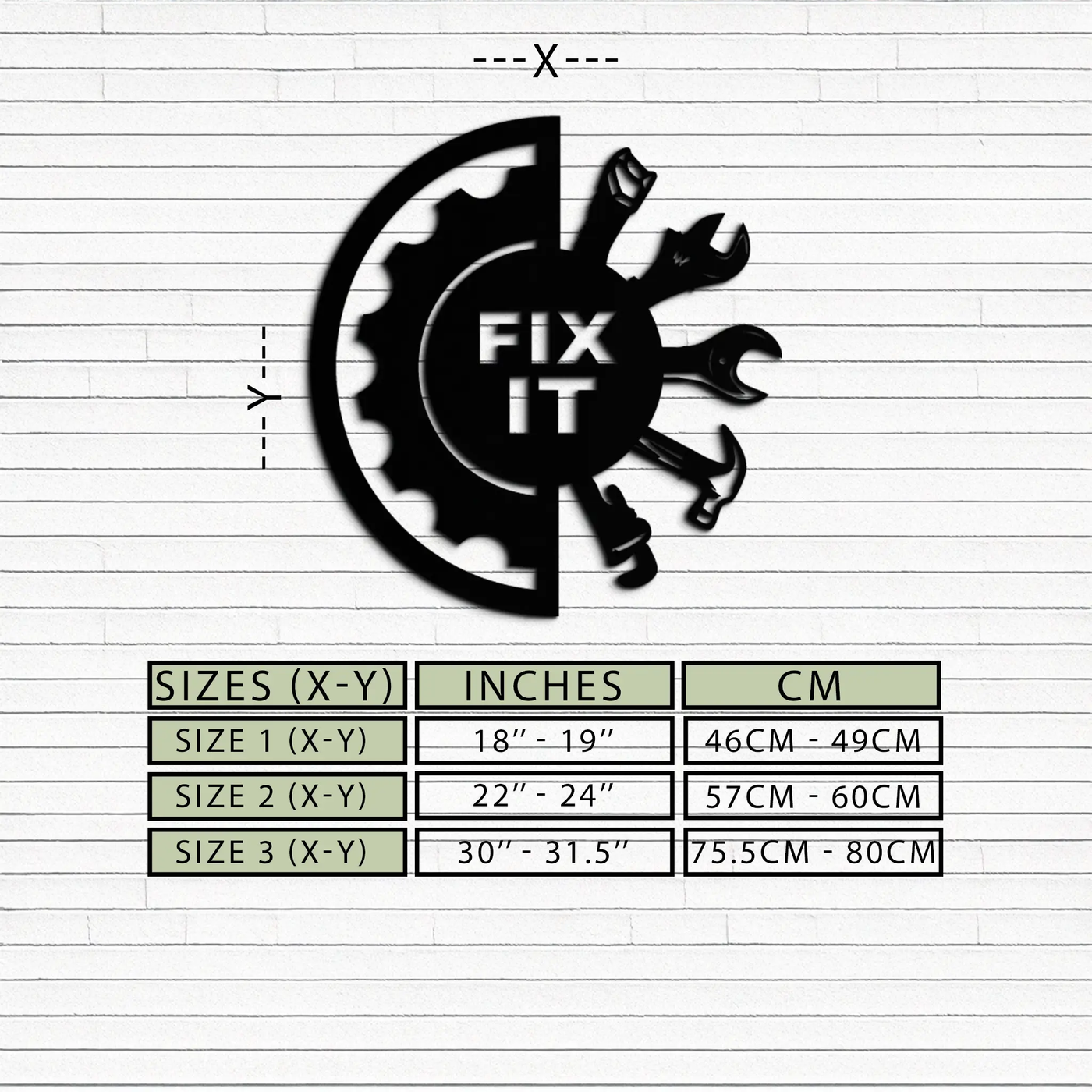 Fix It Tools Metal Wall Art – Industrial Gear & Hand Tools Silhouette Black Steel Decor for Garage or Workshop- KAF419 by Enova Art