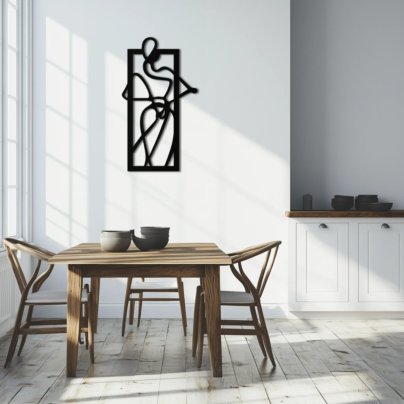 Minimalist Woman Line Art Metal Wall Decor – Abstract Feminine Silhouette Black Steel Artwork for Modern Interiors- KAF437 by Enova Art