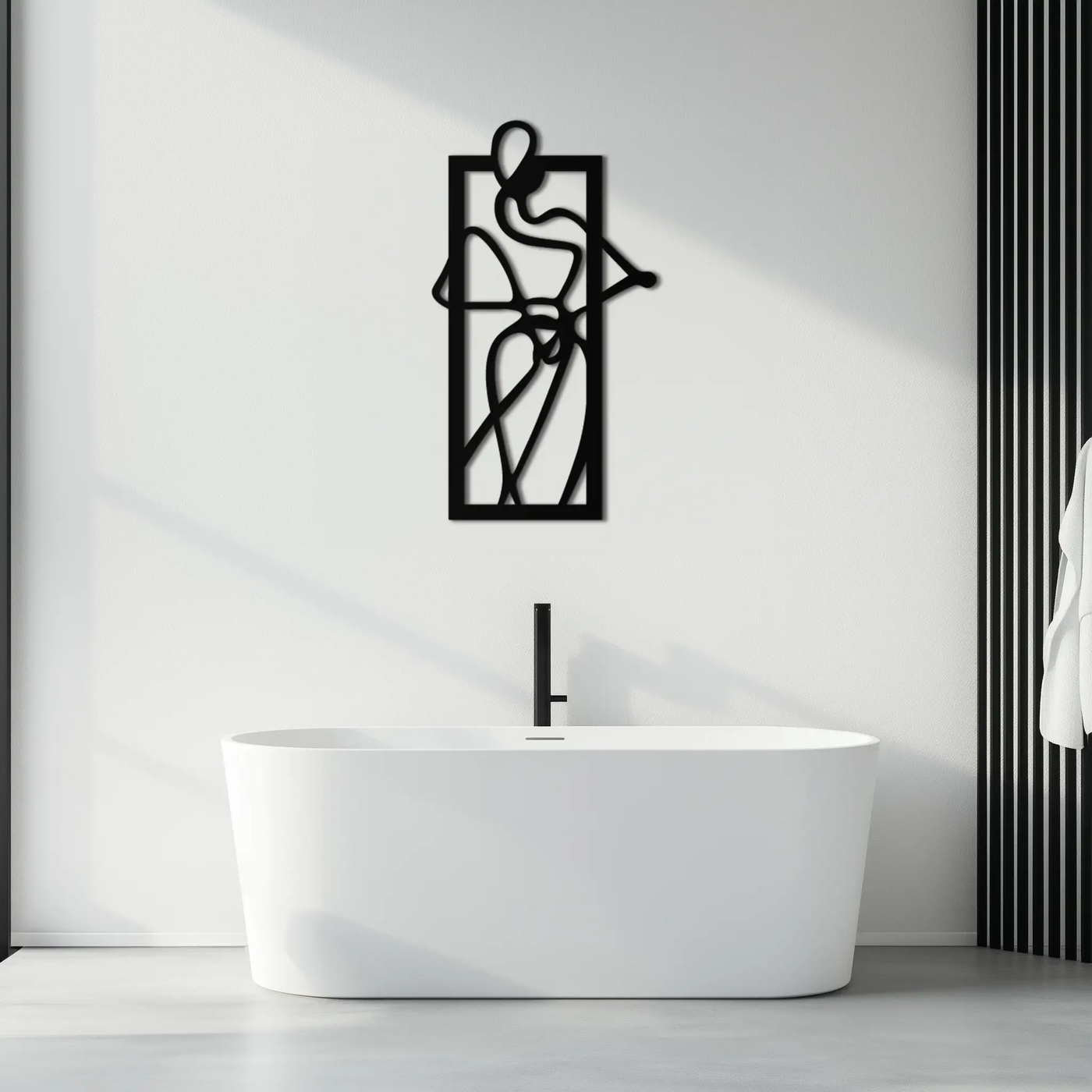 Minimalist Woman Line Art Metal Wall Decor – Abstract Feminine Silhouette Black Steel Artwork for Modern Interiors- KAF437 by Enova Art