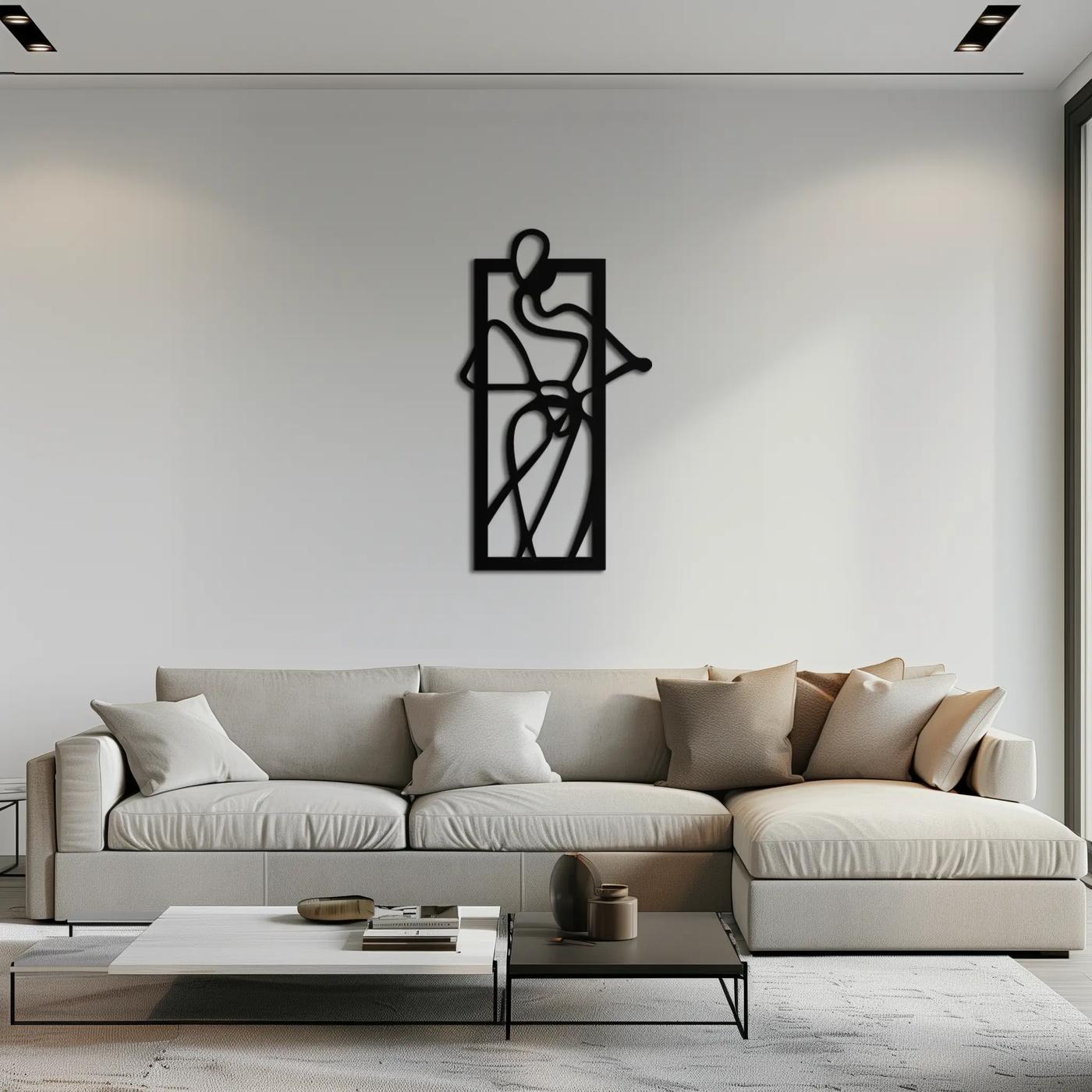 Minimalist Woman Line Art Metal Wall Decor – Abstract Feminine Silhouette Black Steel Artwork for Modern Interiors- KAF437 by Enova Art