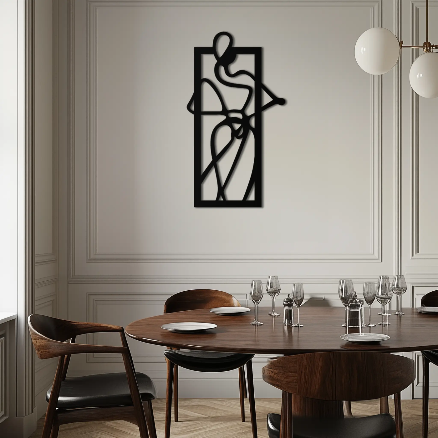 Minimalist Woman Line Art Metal Wall Decor – Abstract Feminine Silhouette Black Steel Artwork for Modern Interiors- KAF437 by Enova Art