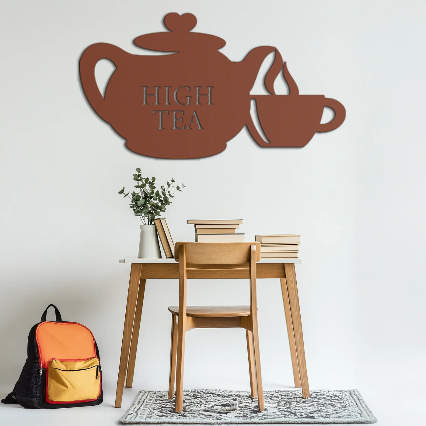High Tea Teapot & Cup Metal Wall Art – Elegant Black Steel Tea-Time Decor for Kitchen, Café, and Dining Spaces- KAF440 by Enova Art
