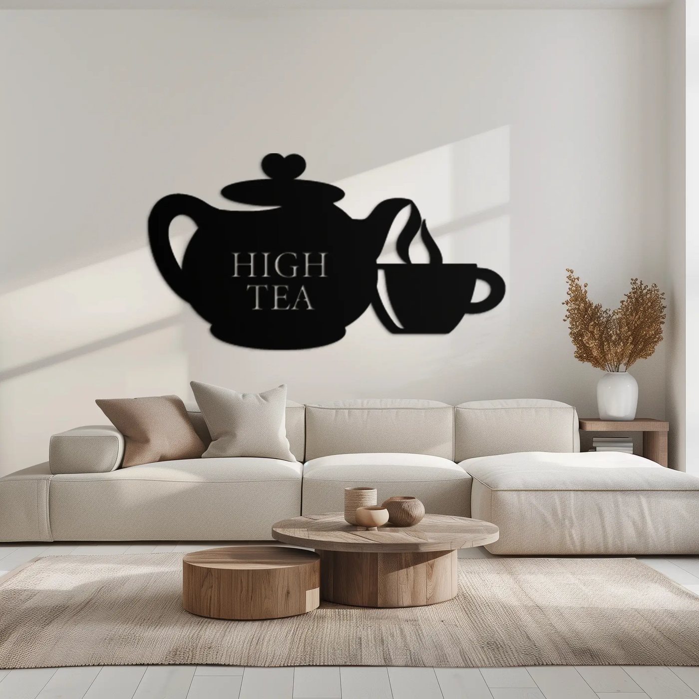 High Tea Teapot & Cup Metal Wall Art – Elegant Black Steel Tea-Time Decor for Kitchen, Café, and Dining Spaces- KAF440 by Enova Art