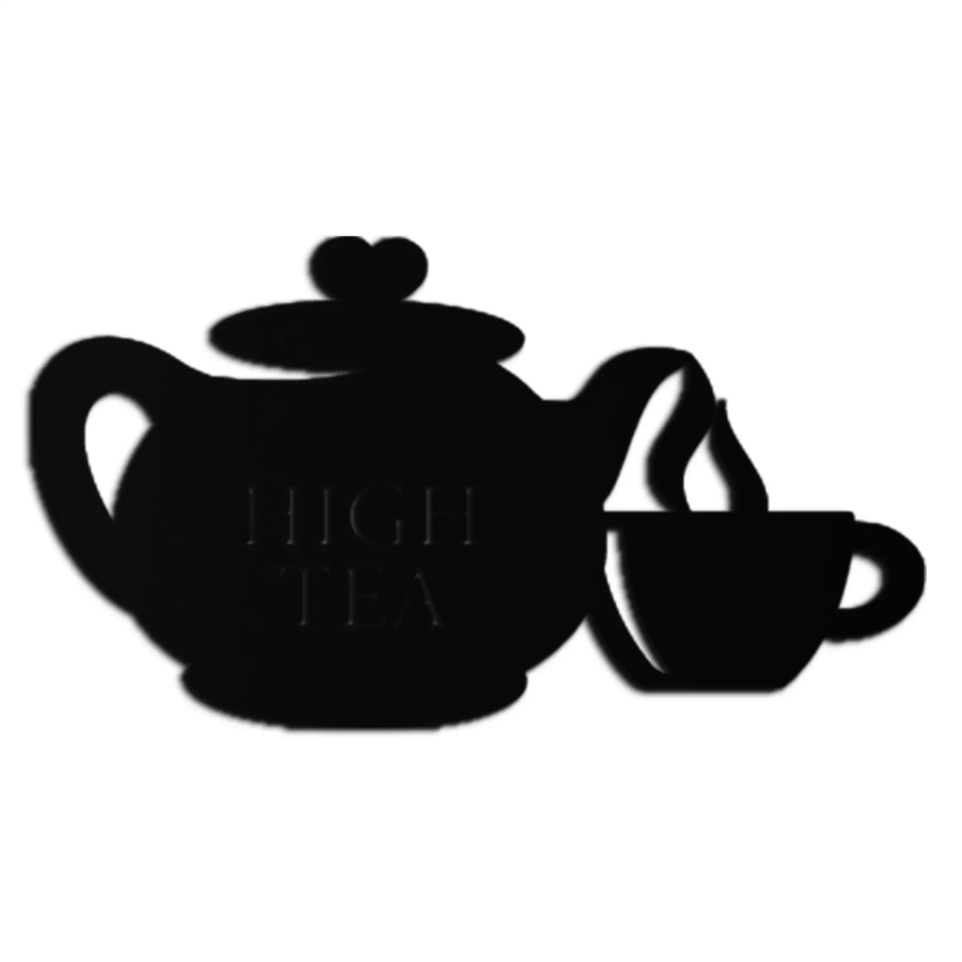 High Tea Teapot & Cup Metal Wall Art – Elegant Black Steel Tea-Time Decor for Kitchen, Café, and Dining Spaces- KAF440 by Enova Art