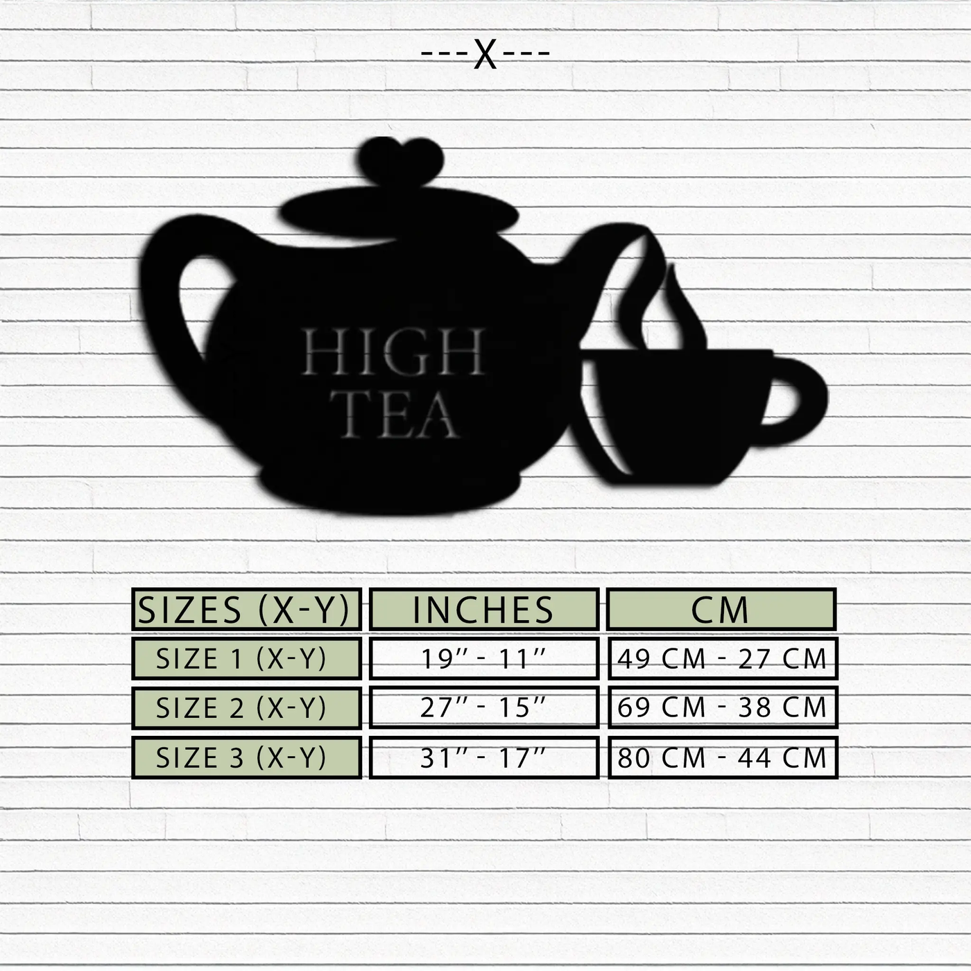 High Tea Teapot & Cup Metal Wall Art – Elegant Black Steel Tea-Time Decor for Kitchen, Café, and Dining Spaces- KAF440 by Enova Art