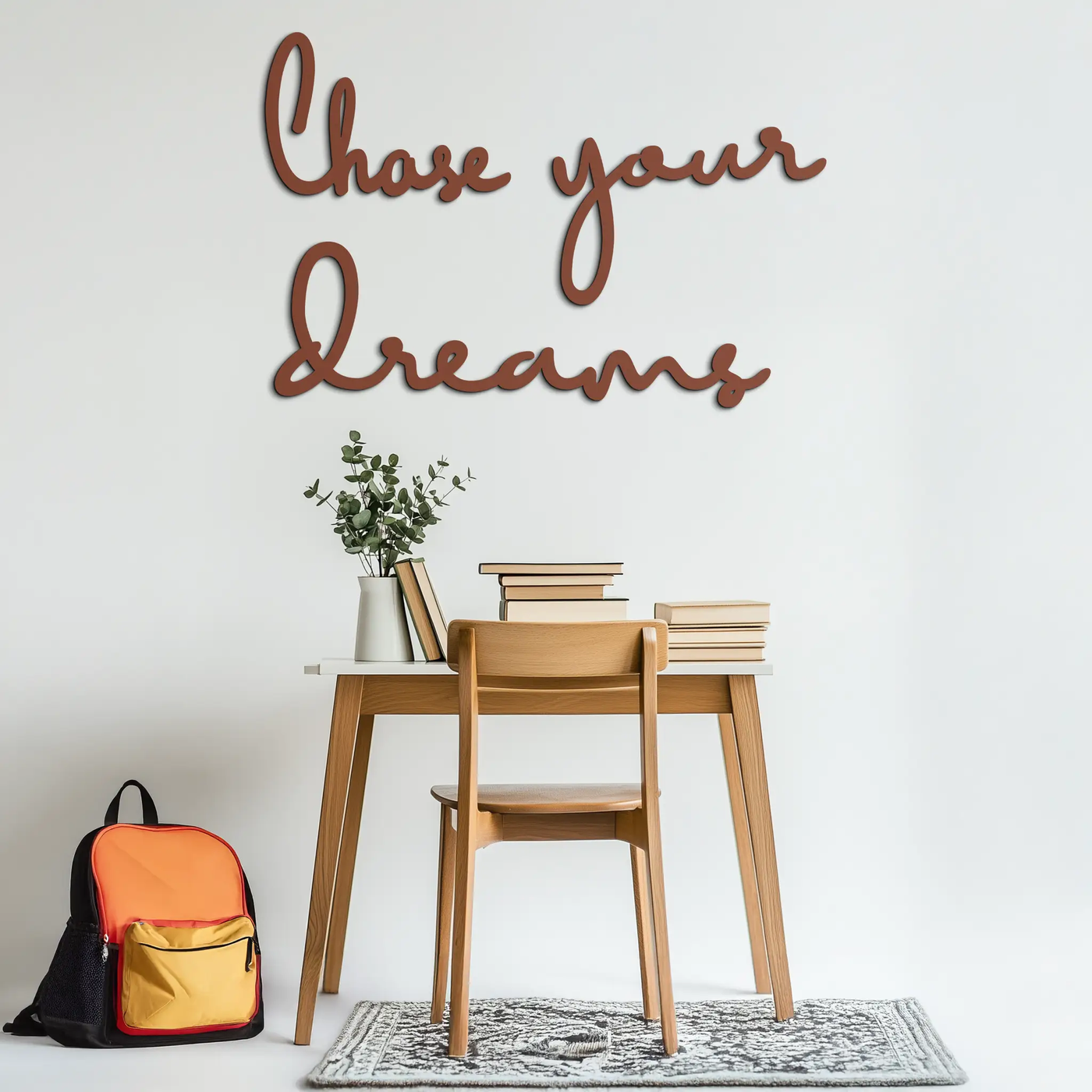 Chase Your Dreams Quote Metal Wall Art – Inspirational Word Sign in Black for Home and Office Decor- KAF454 by Enova Art