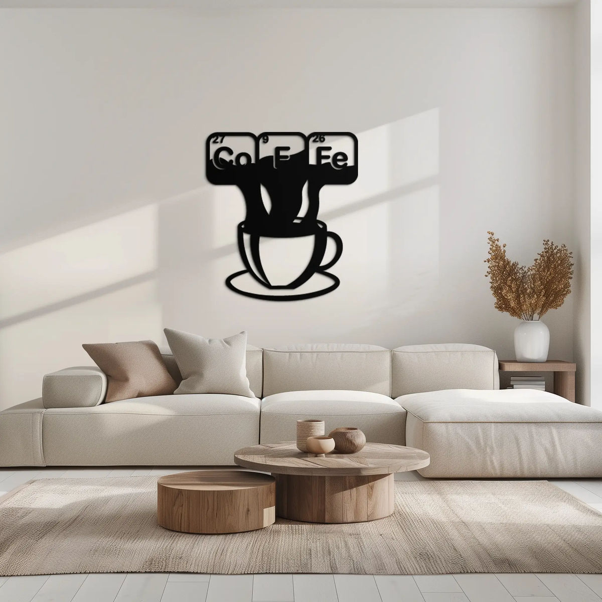 Coffee Elements Chemistry Metal Wall Art – Scientific Coffee Cup Black Steel Decor for Kitchens, Cafés, and Offices- KAF462 by Enova Art