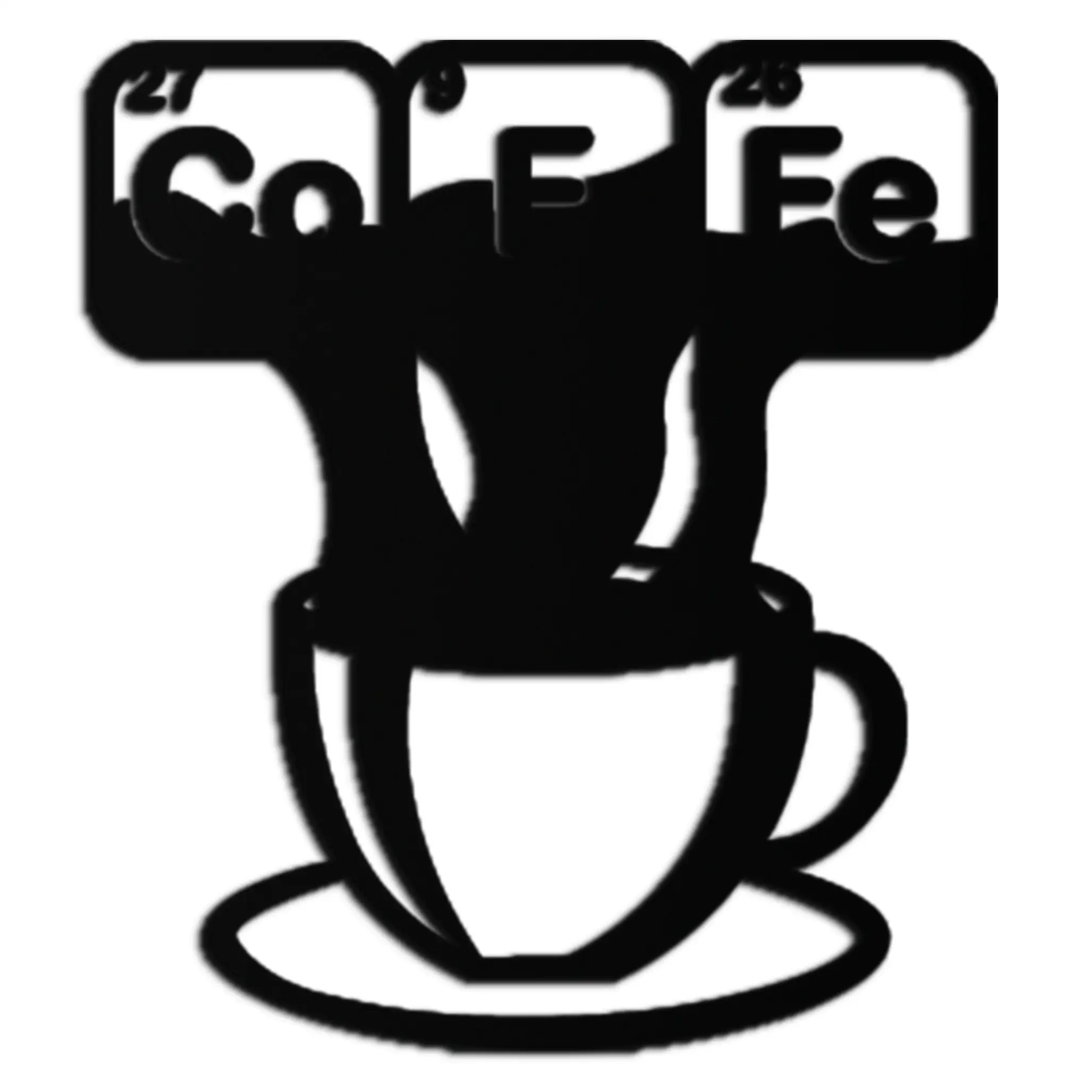 Coffee Elements Chemistry Metal Wall Art – Scientific Coffee Cup Black Steel Decor for Kitchens, Cafés, and Offices- KAF462 by Enova Art