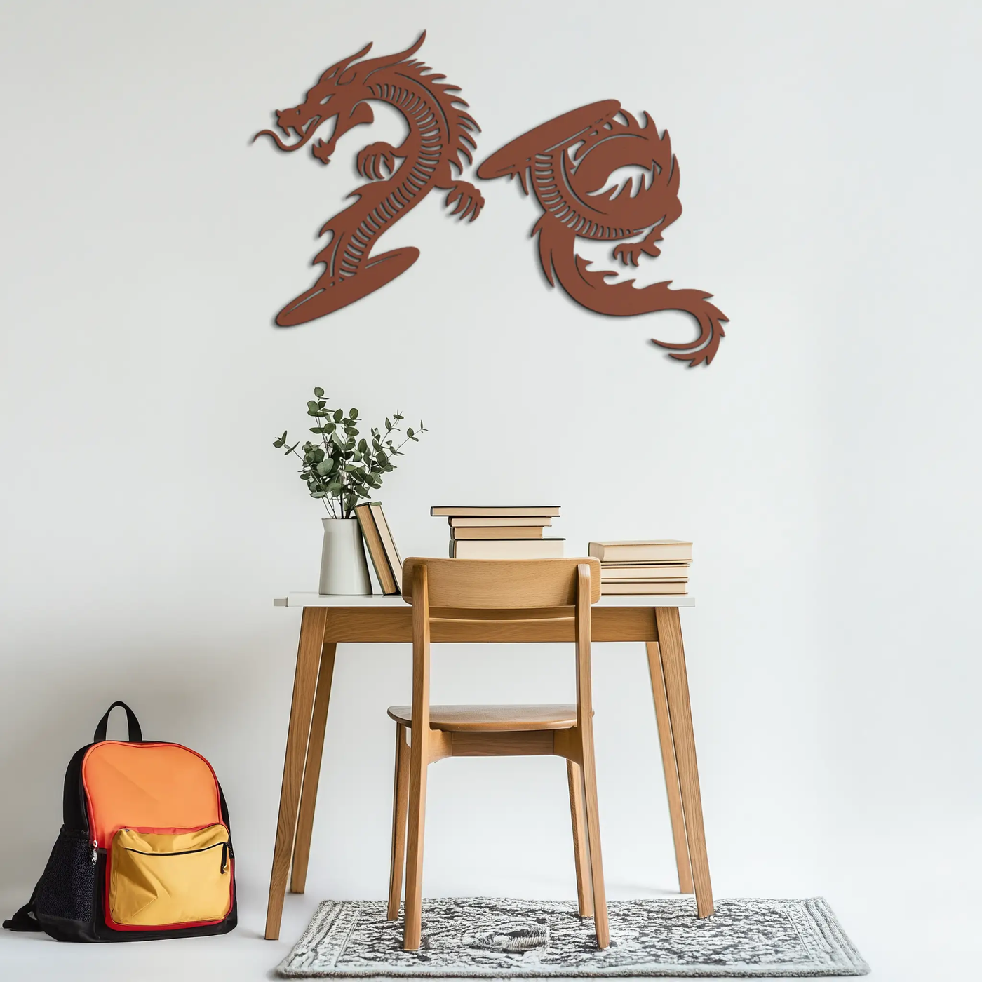 Yin Yang Dragon Duo Metal Wall Art – Eastern-Inspired Black Steel Decor for Modern, Zen and Asian-Themed Interiors- KAF464 by Enova Art
