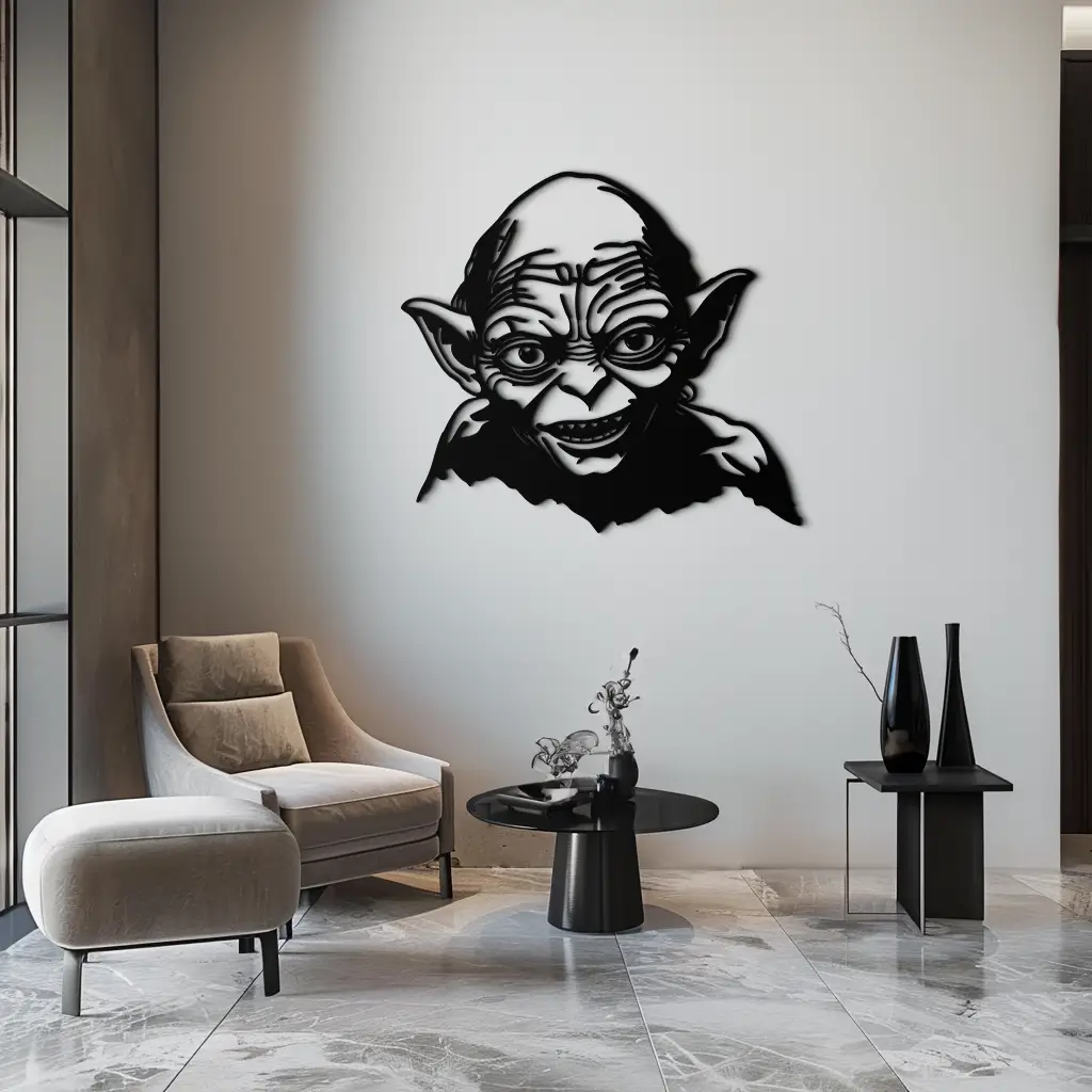 Gollum Metal Wall Art - Fantasy-Inspired Steel Silhouette for Movie Lovers - KAF467 by Enova Art