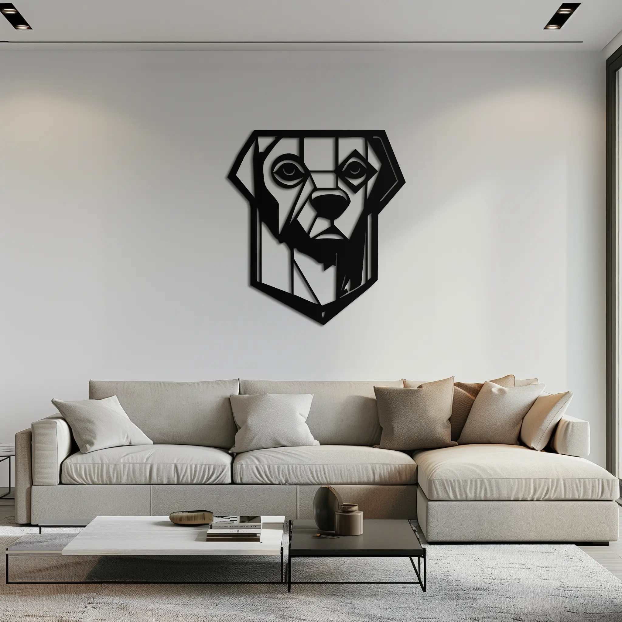 Geometric Dog Metal Wall Art - Modern Steel Animal Silhouette Decor - KAF468 by Enova Art