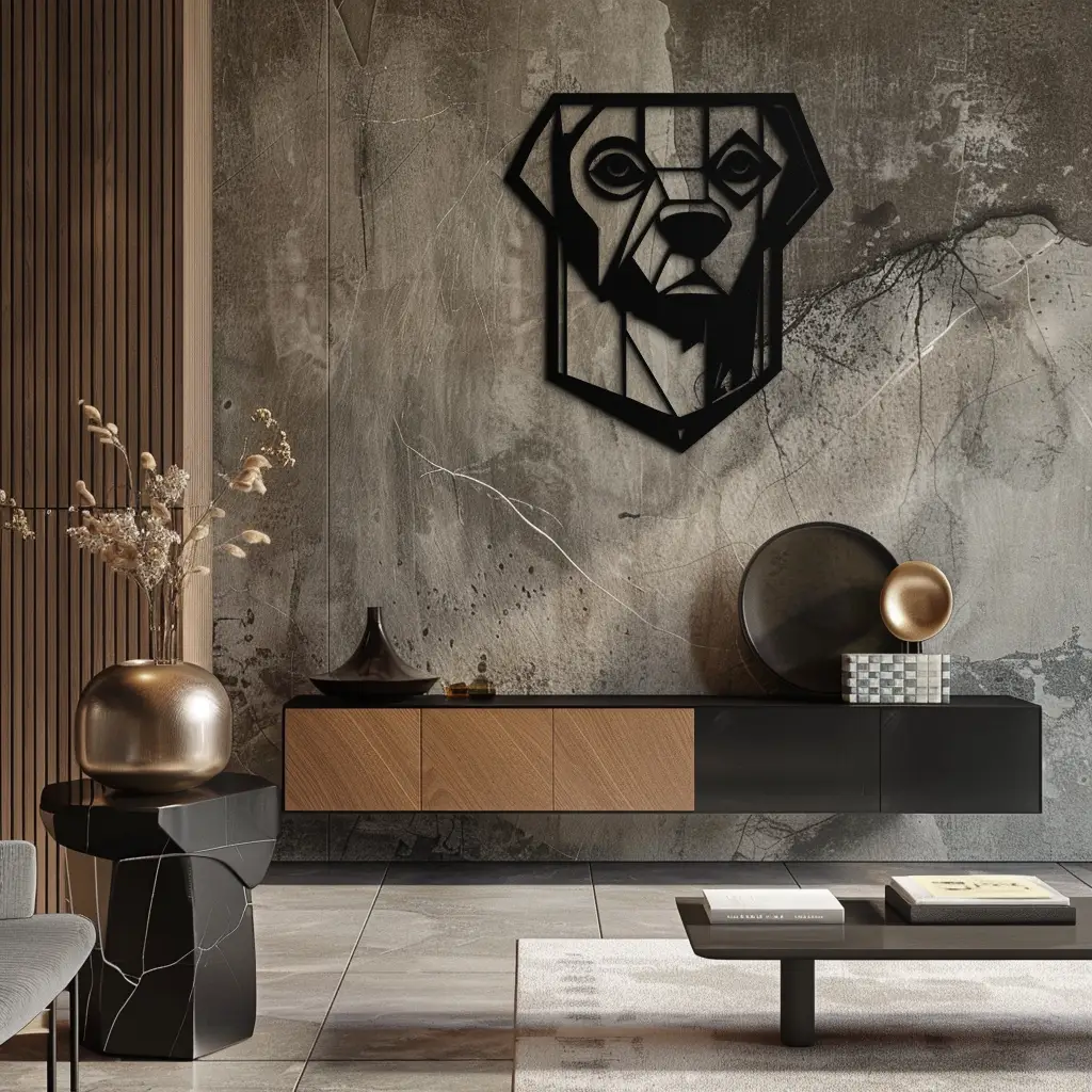 Geometric Dog Metal Wall Art - Modern Steel Animal Silhouette Decor - KAF468 by Enova Art
