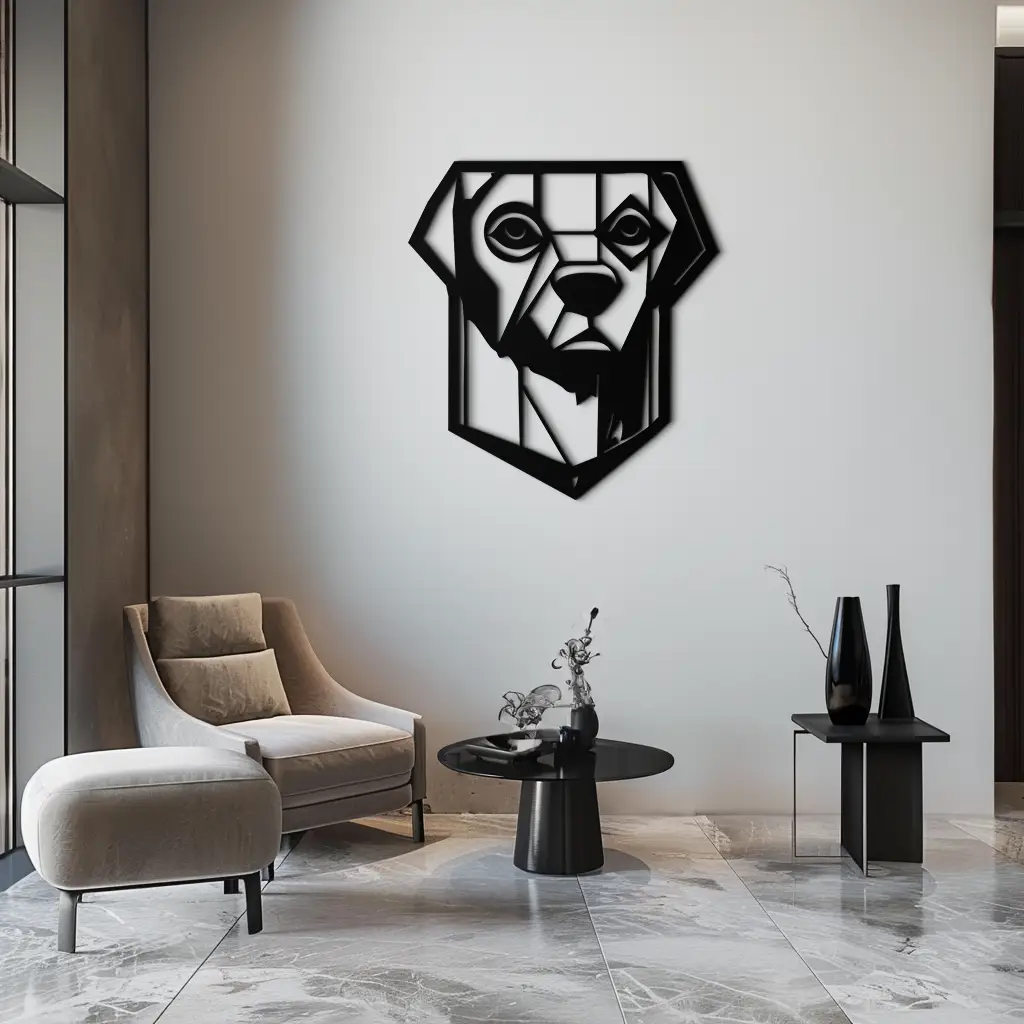 Geometric Dog Metal Wall Art - Modern Steel Animal Silhouette Decor - KAF468 by Enova Art